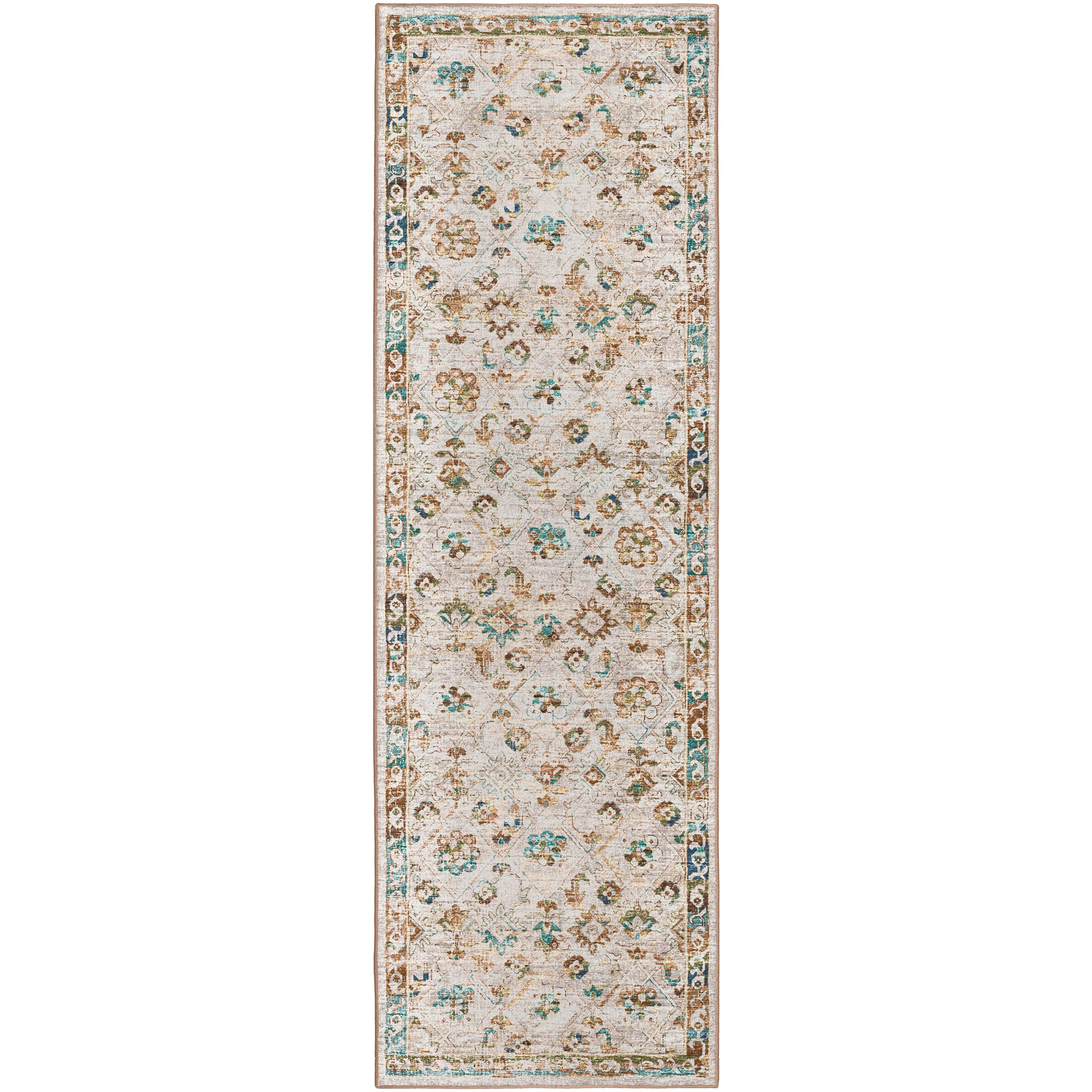 Indoor/Outdoor Traditional JC8 Parchment Multi Rug 2'6" x 10' #shape_Runner