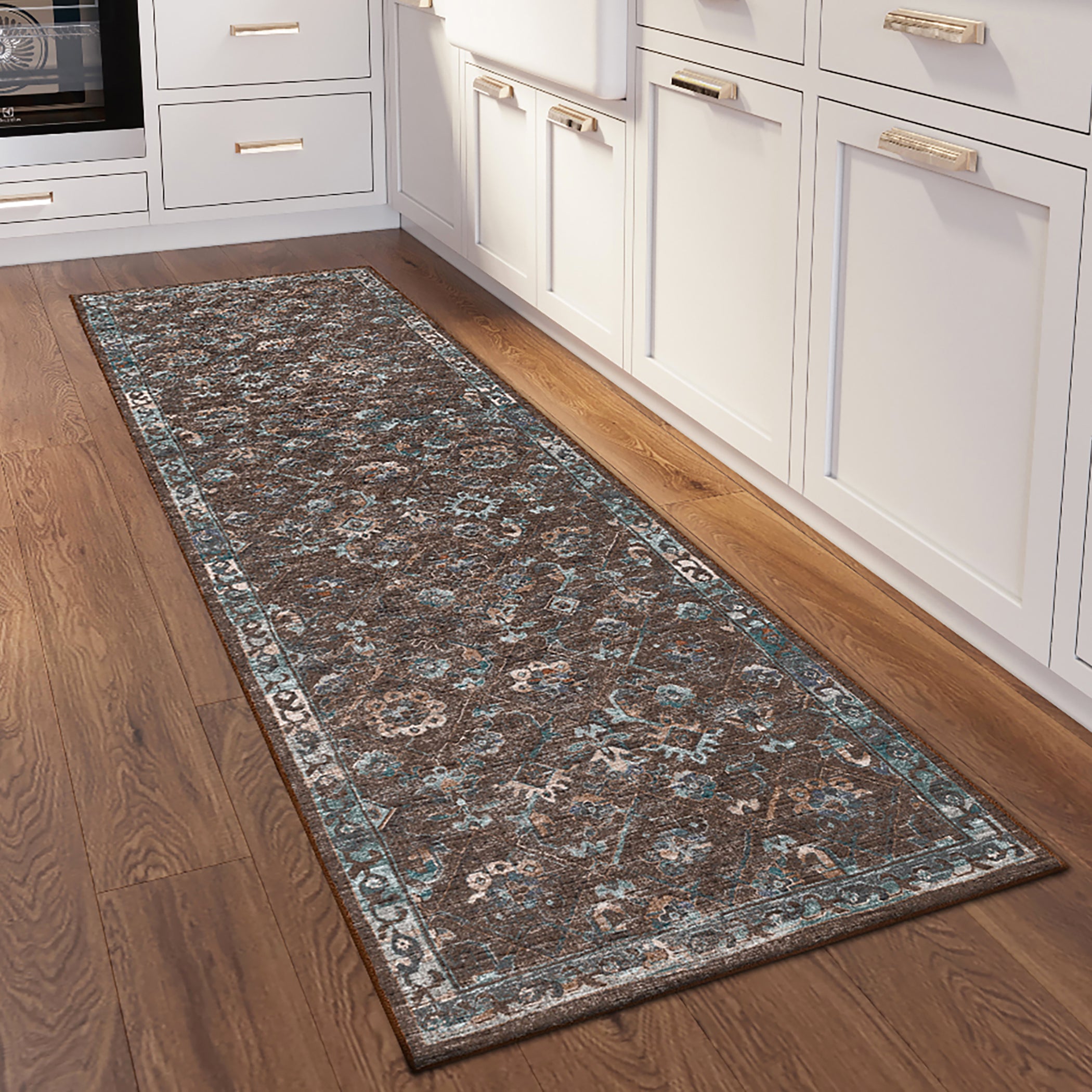 Indoor/Outdoor Traditional JC8 Sable Brown Rug 2'6" x 10' #shape_Runner