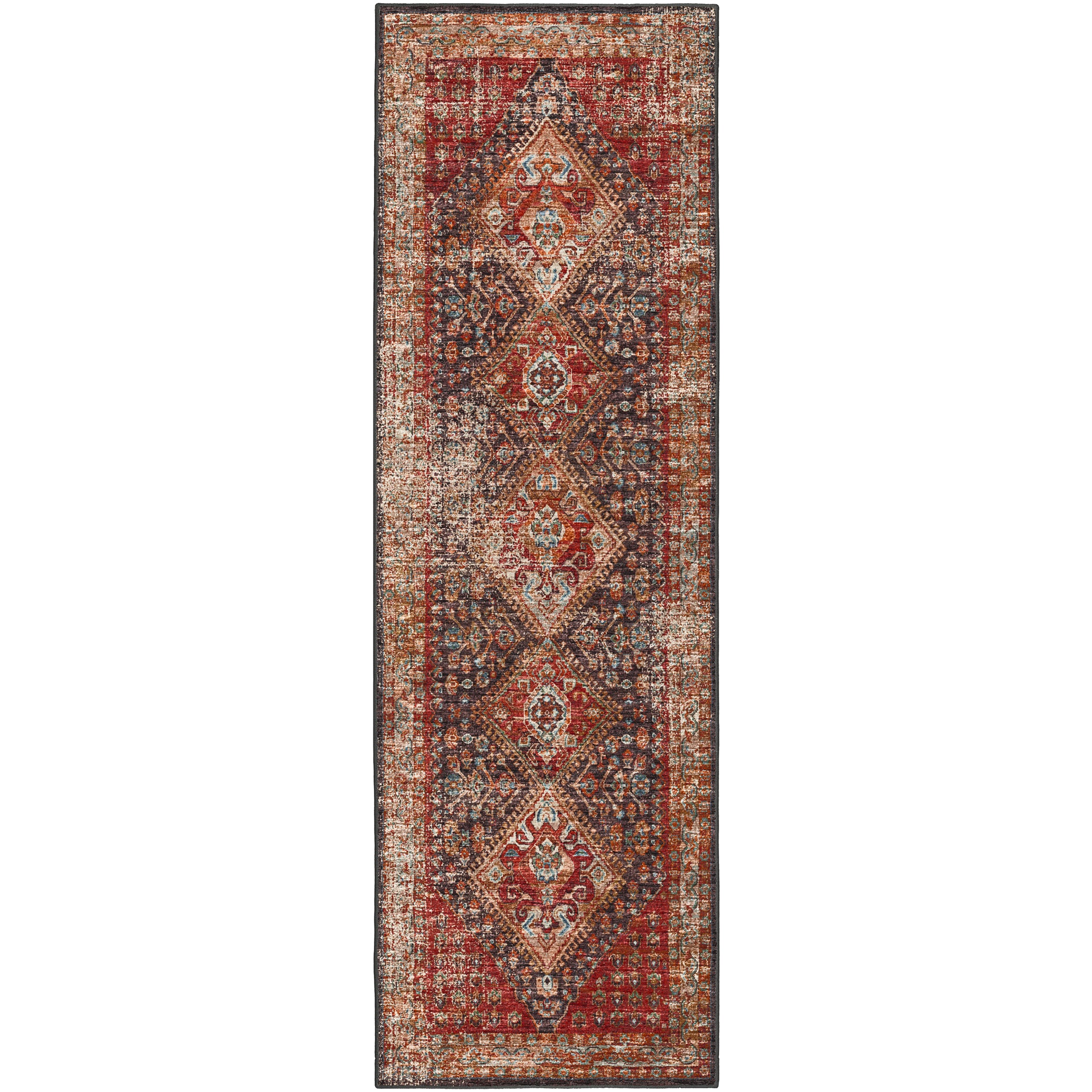 Indoor/Outdoor Traditional JC9 Canyon Red Rug 2'6" x 10' #shape_Runner