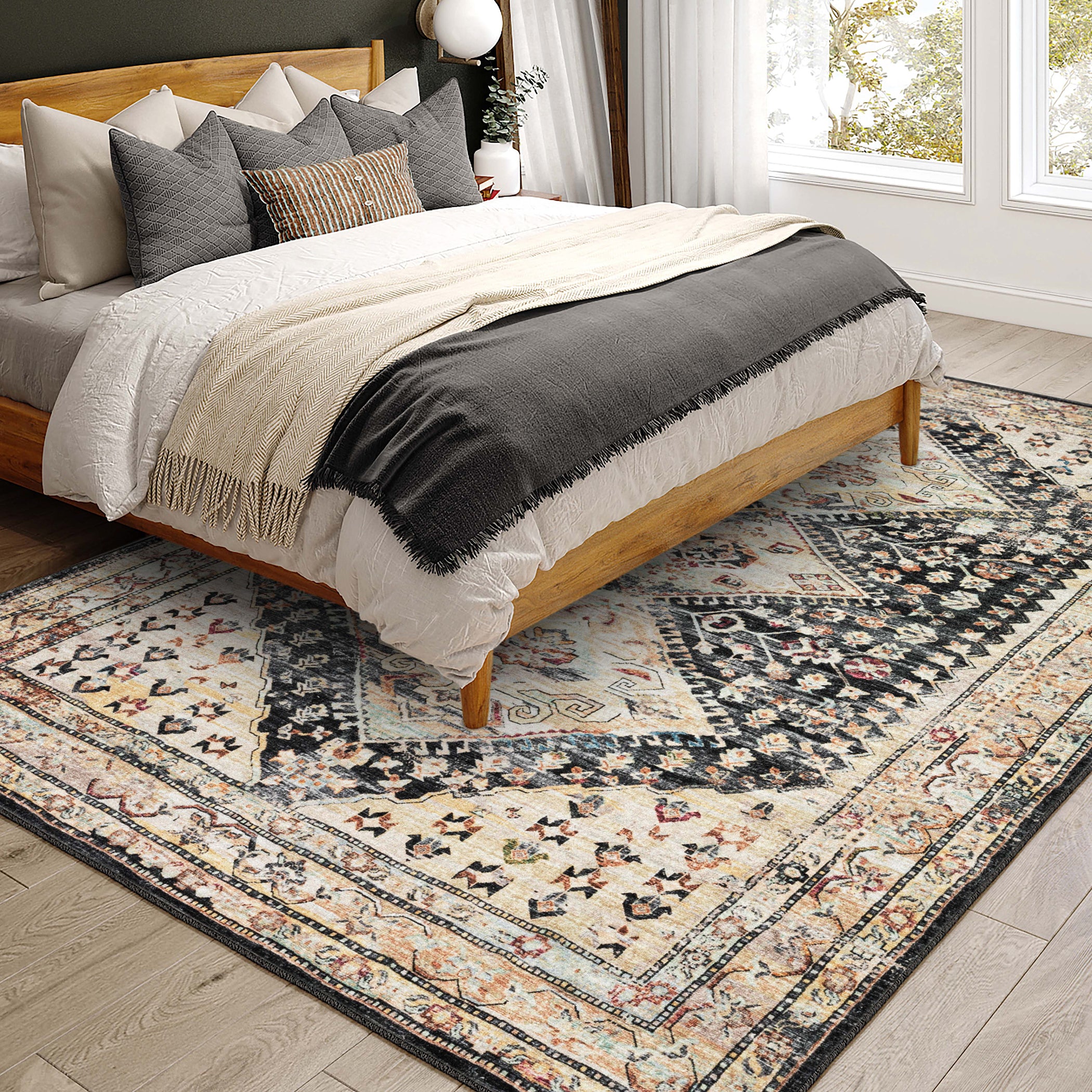 Indoor/Outdoor Traditional JC9 Midnight Gray Rug 3' x 5' #shape_Rectangle