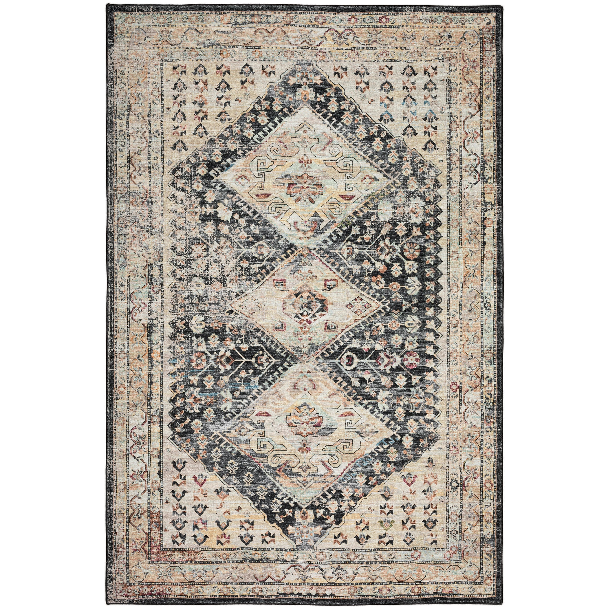 Indoor/Outdoor Traditional JC9 Midnight Gray Rug 3' x 5' #shape_Rectangle