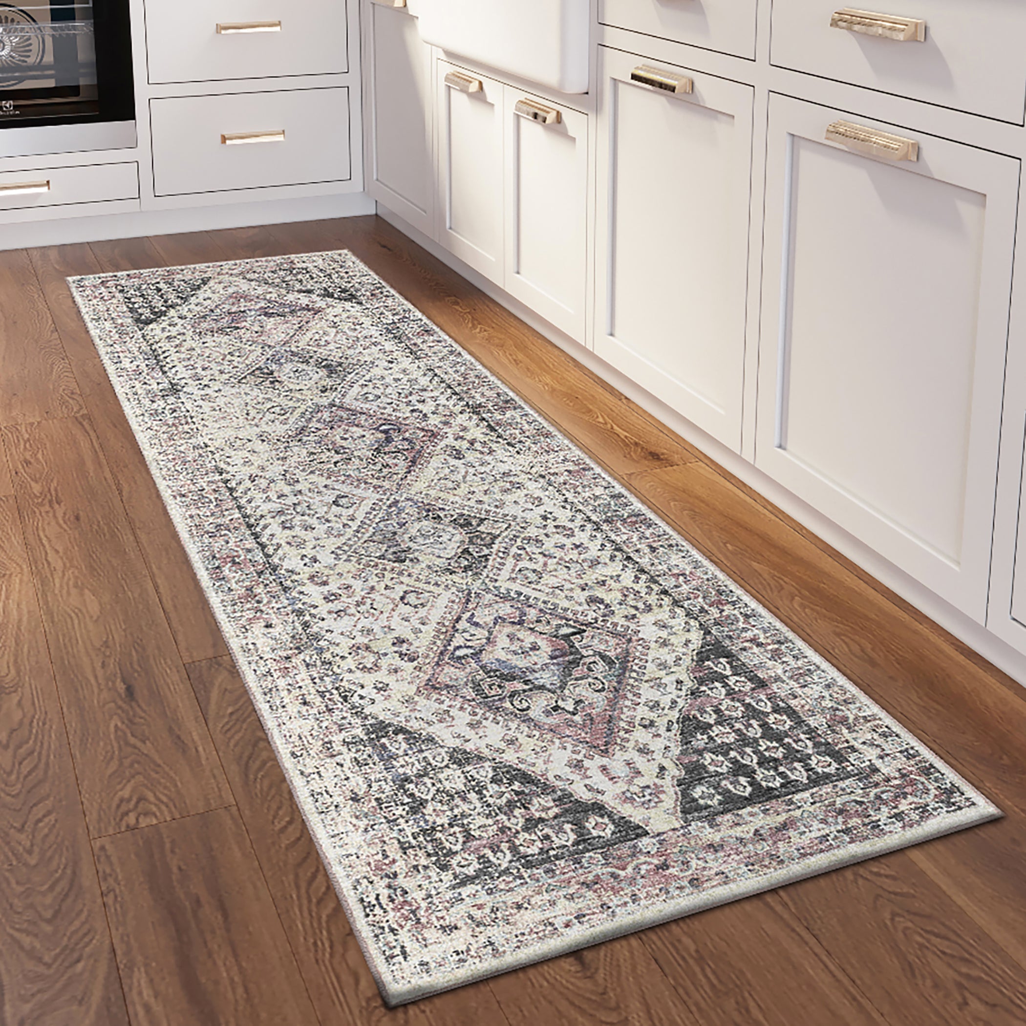 Indoor/Outdoor Traditional JC9 Pearl Multi Rug 2'6" x 10' #shape_Runner