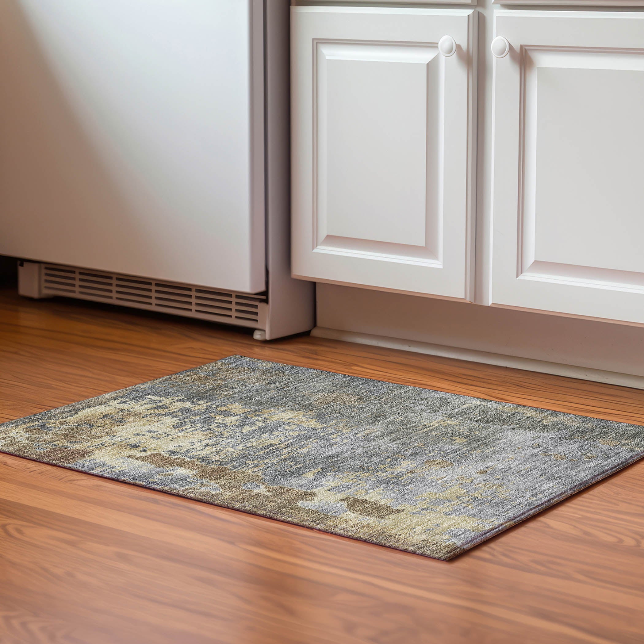 Luxury Washable Indoor/Outdoor Transitional KC11 Pewter Gray Rug 1'8" x 2'6" #shape_Rectangle