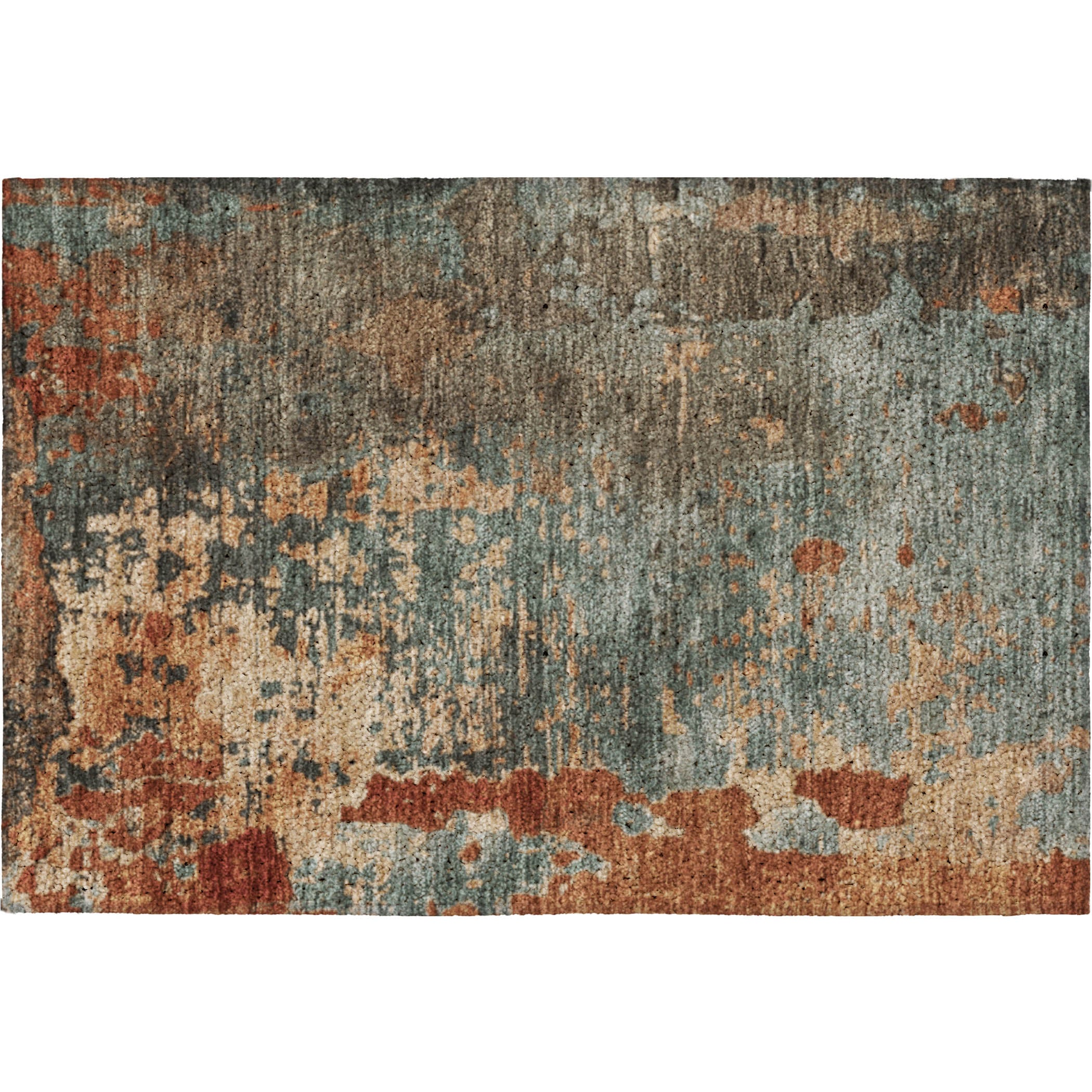 Luxury Washable Indoor/Outdoor Transitional KC11 Teal Rug 1'8" x 2'6" #shape_Rectangle