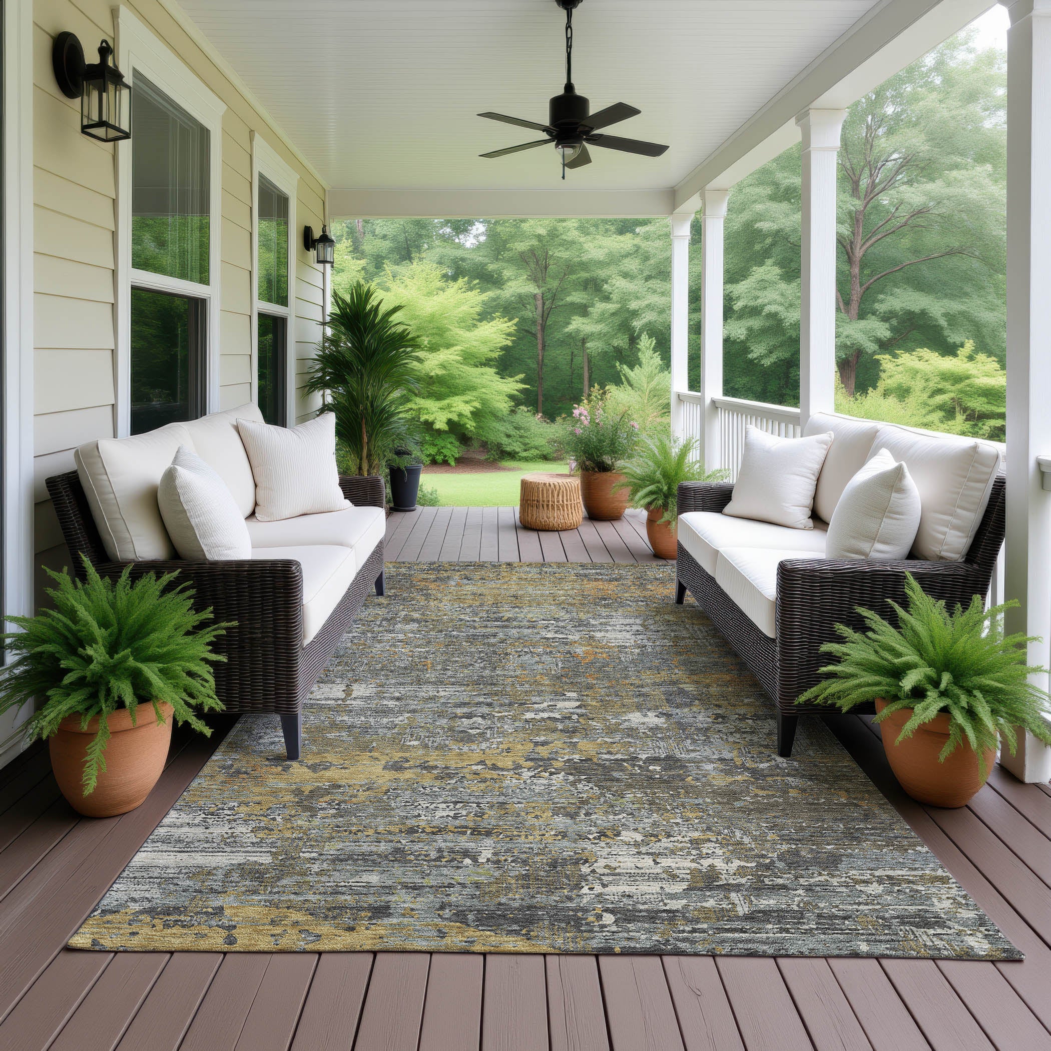 Luxury Washable Indoor/Outdoor Transitional KC12 Gray Rug 2'6" x 3'10" #shape_Rectangle