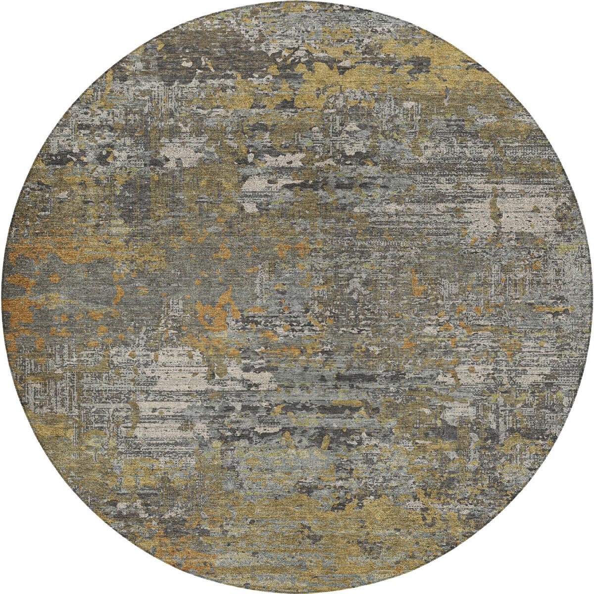Luxury Washable Indoor/Outdoor Transitional KC12 Gray Rug 8' x 8' #shape_Round
