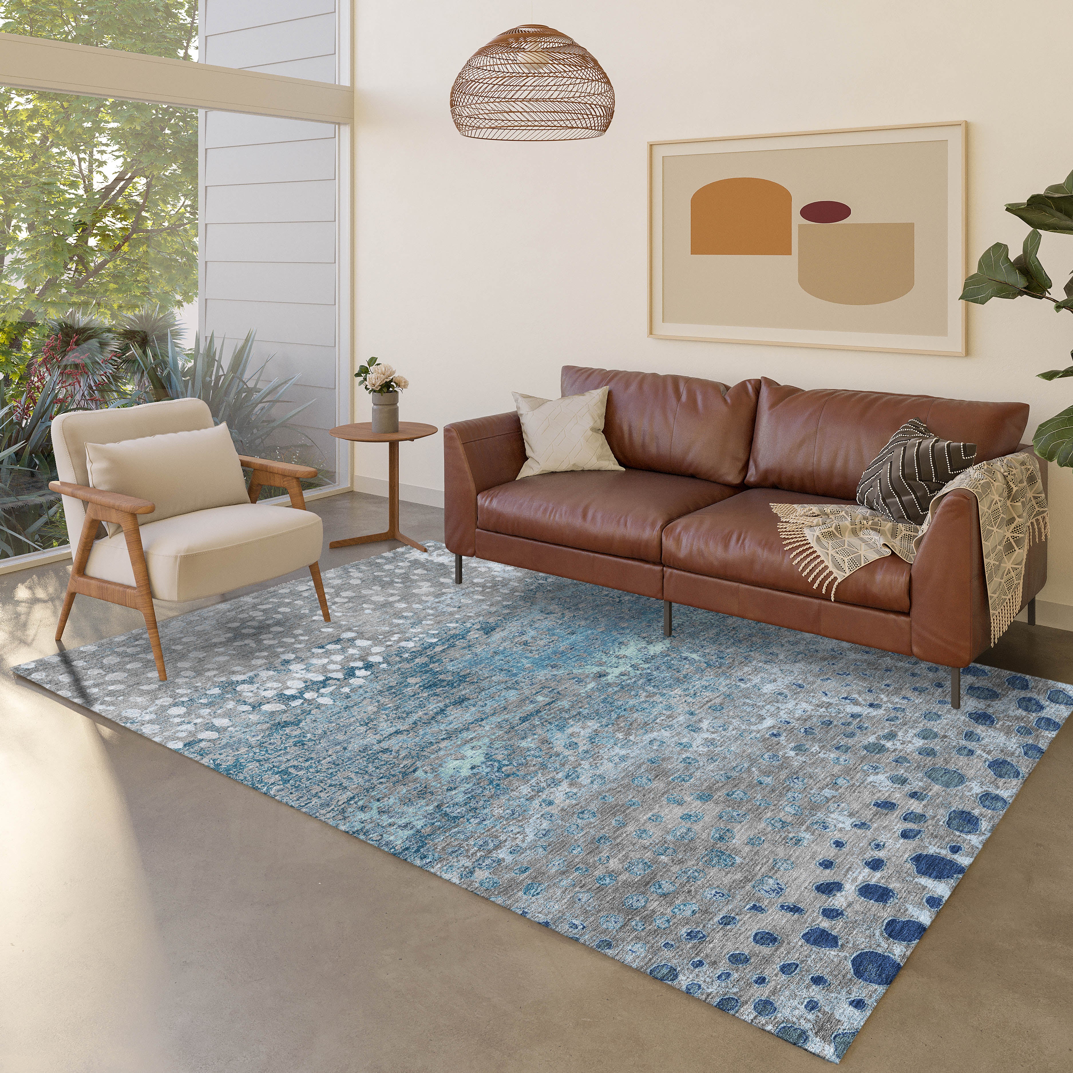 Luxury Washable Indoor/Outdoor Transitional KC13 Gray Rug 2'6" x 3'10" #shape_Rectangle