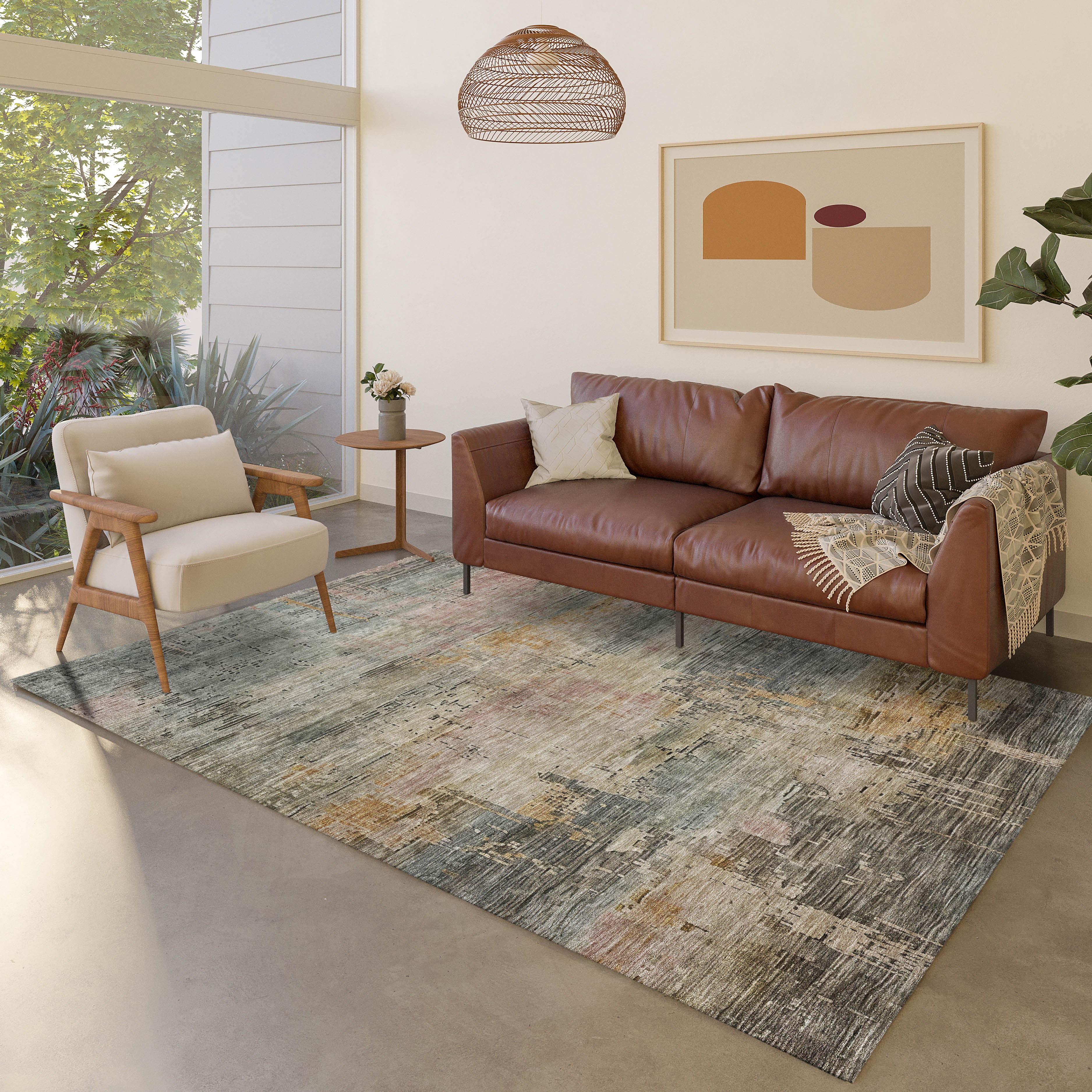 Luxury Washable Indoor/Outdoor Transitional KC15 Granite Gray Rug 2'6" x 3'10" #shape_Rectangle