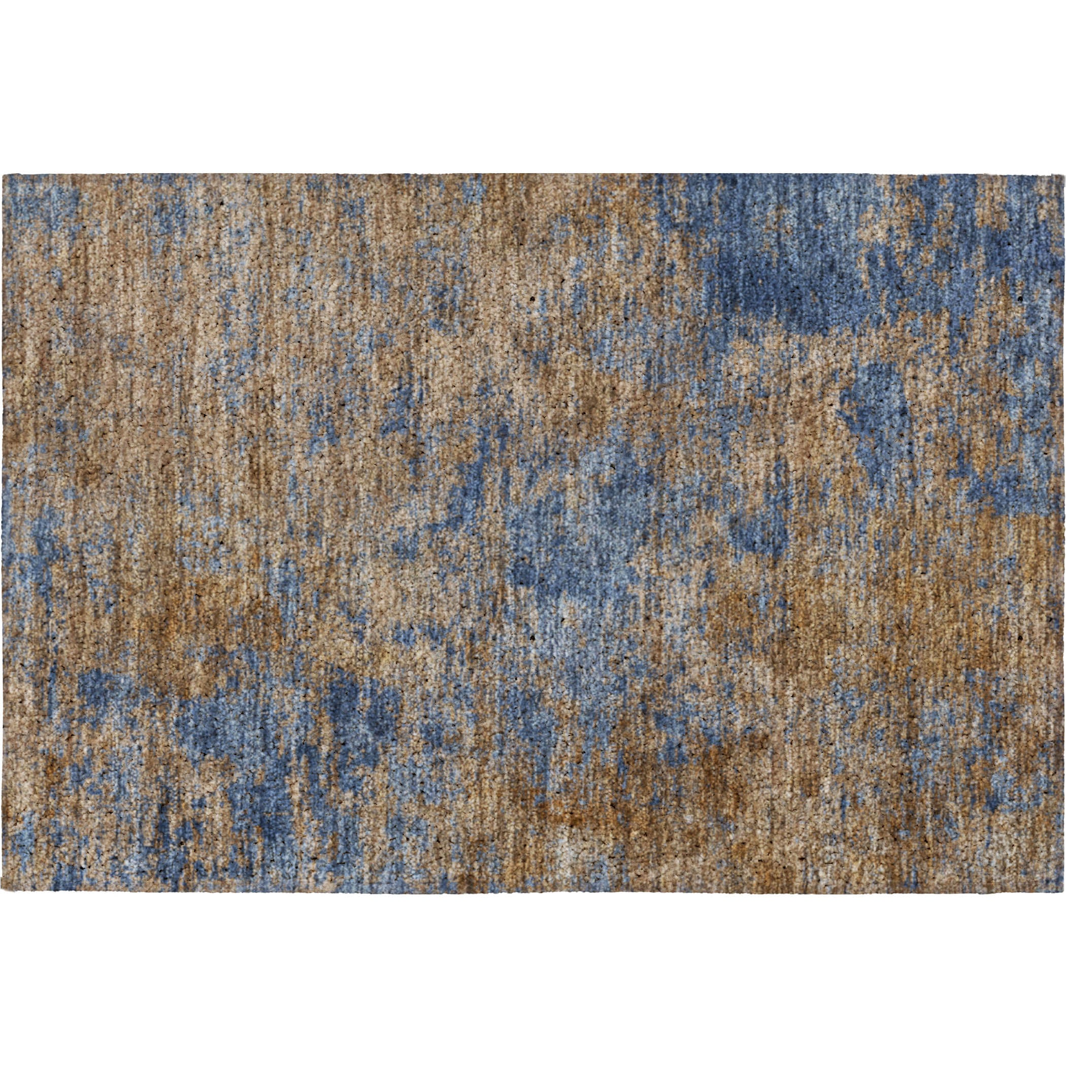 Luxury Washable Indoor/Outdoor Transitional KC2 Navy Blue Rug 1'8" x 2'6" #shape_Rectangle
