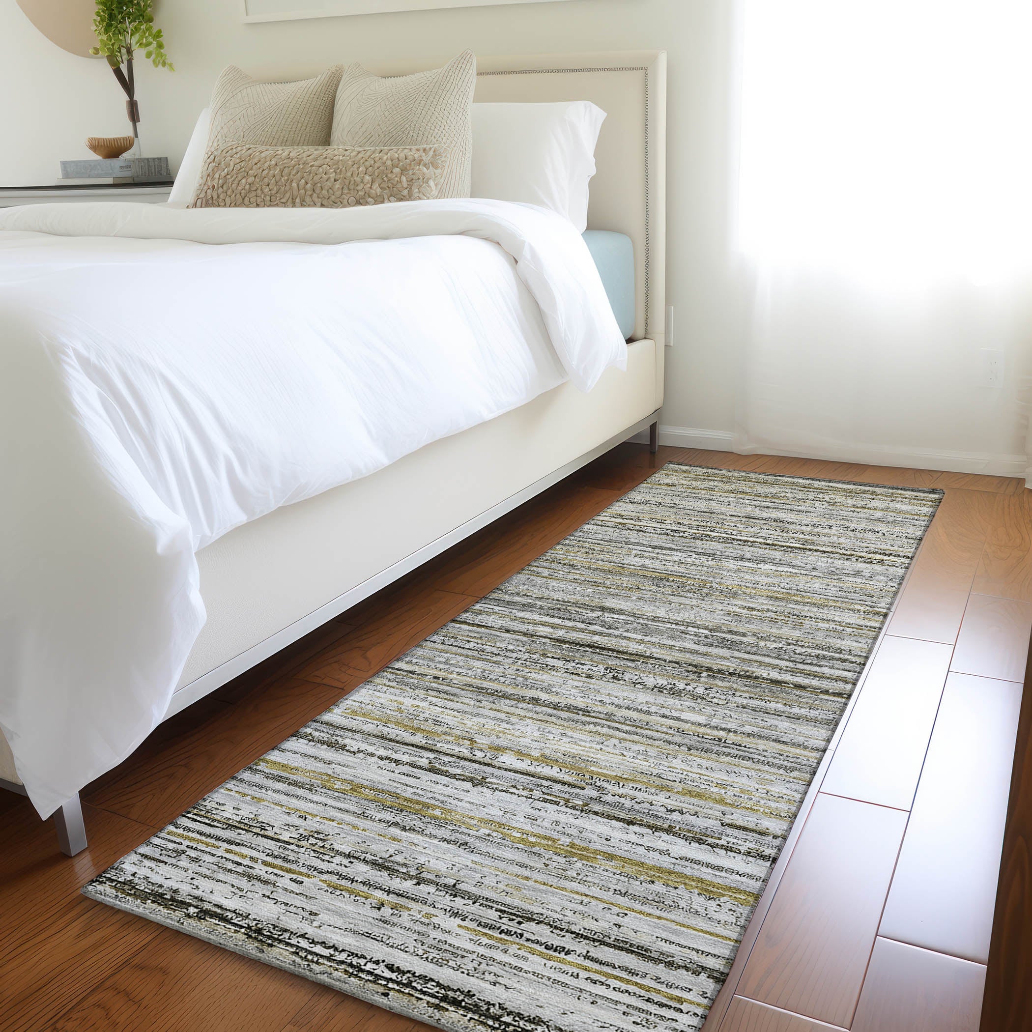 Luxury Washable Indoor/Outdoor Transitional KC3 Pewter Gray Rug 2'3" x 7'6" #shape_Runner