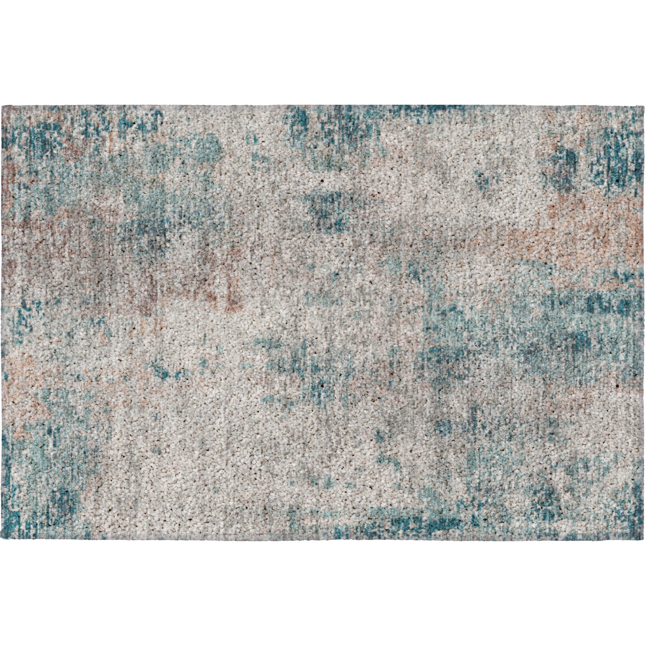Luxury Washable Indoor/Outdoor Transitional KC4 Teal Rug 1'8" x 2'6" #shape_Rectangle