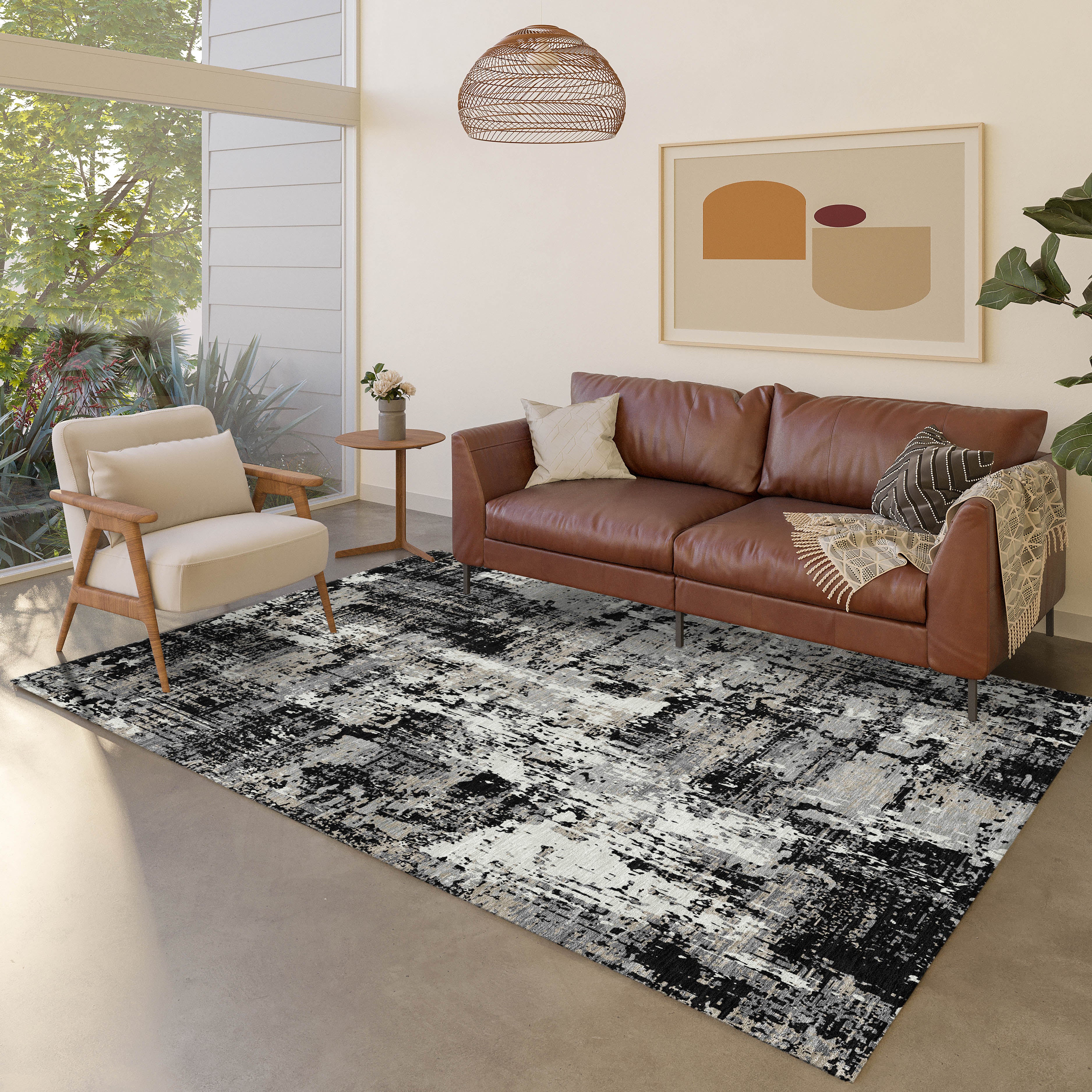 Luxury Washable Indoor/Outdoor Transitional KC7 Black Rug 2'6" x 3'10" #shape_Rectangle