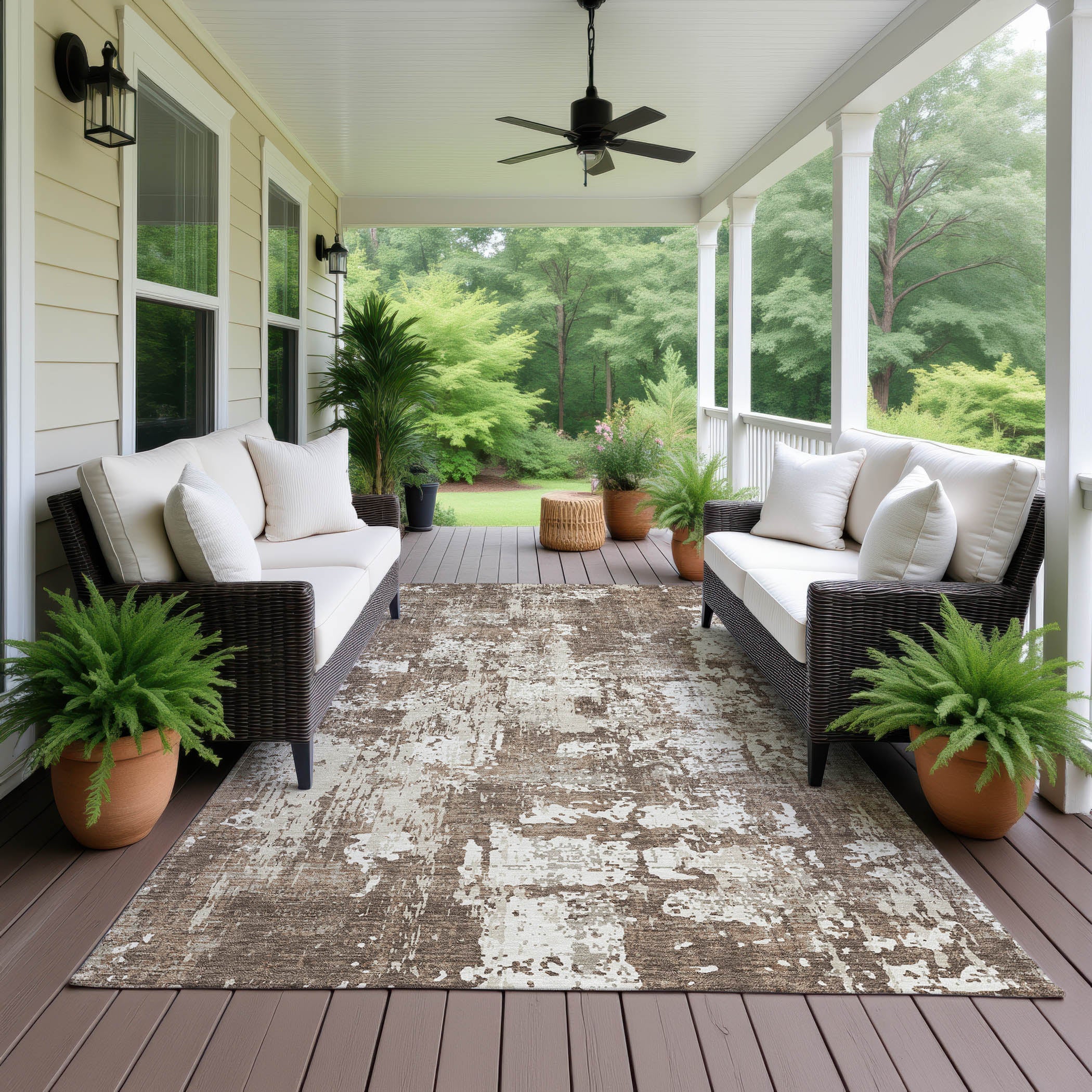 Luxury Washable Indoor/Outdoor Transitional KC7 Brown Rug 2'6" x 3'10" #shape_Rectangle