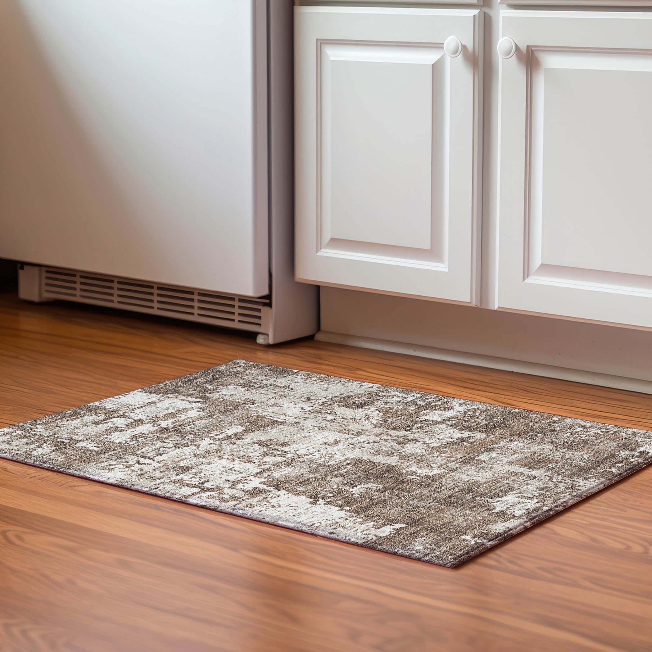 Luxury Washable Indoor/Outdoor Transitional KC7 Brown Rug 1'8" x 2'6" #shape_Rectangle