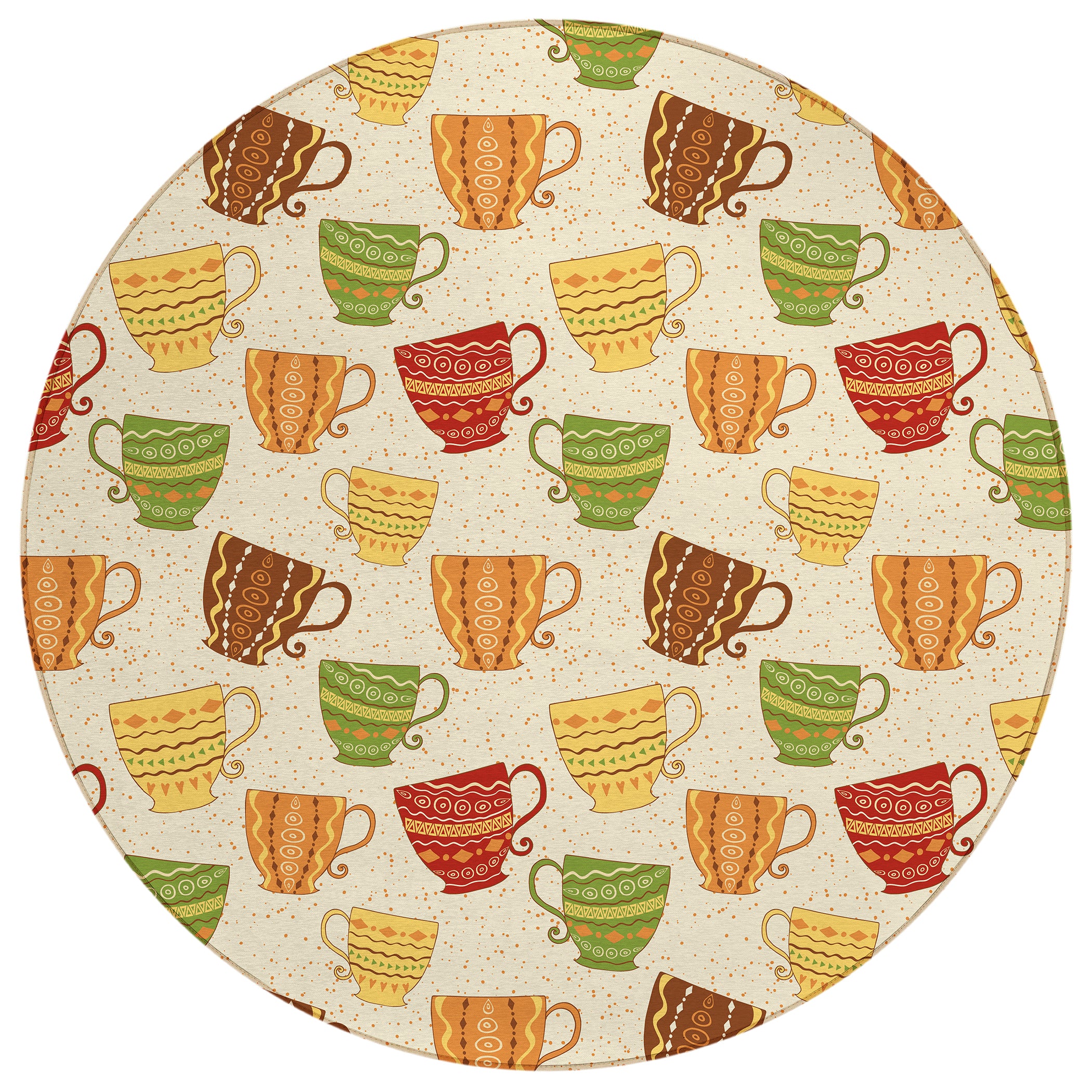 Luxury Machine Washable Indoor/Outdoor Kitchen KE15 Linen Ivory Rug 8' x 8' #shape_Round