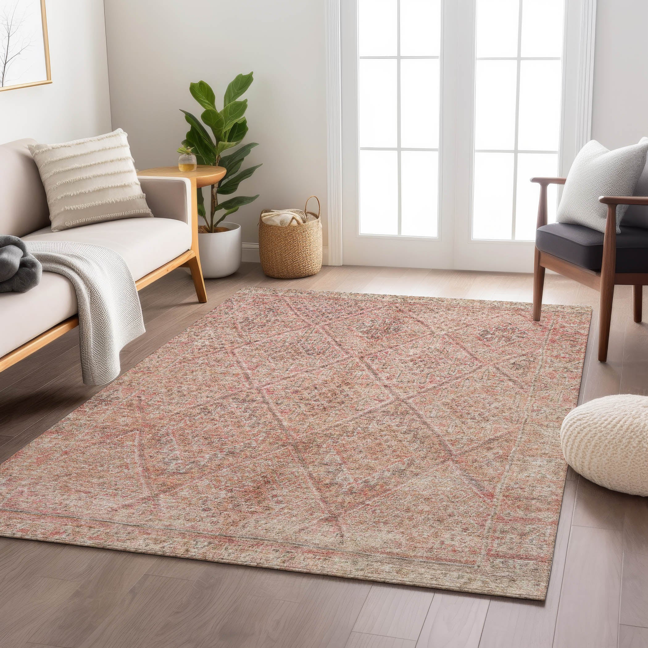 Indoor/Outdoor Traditional KJ10 Pink Rug 2'6" x 3'10" #shape_Rectangle