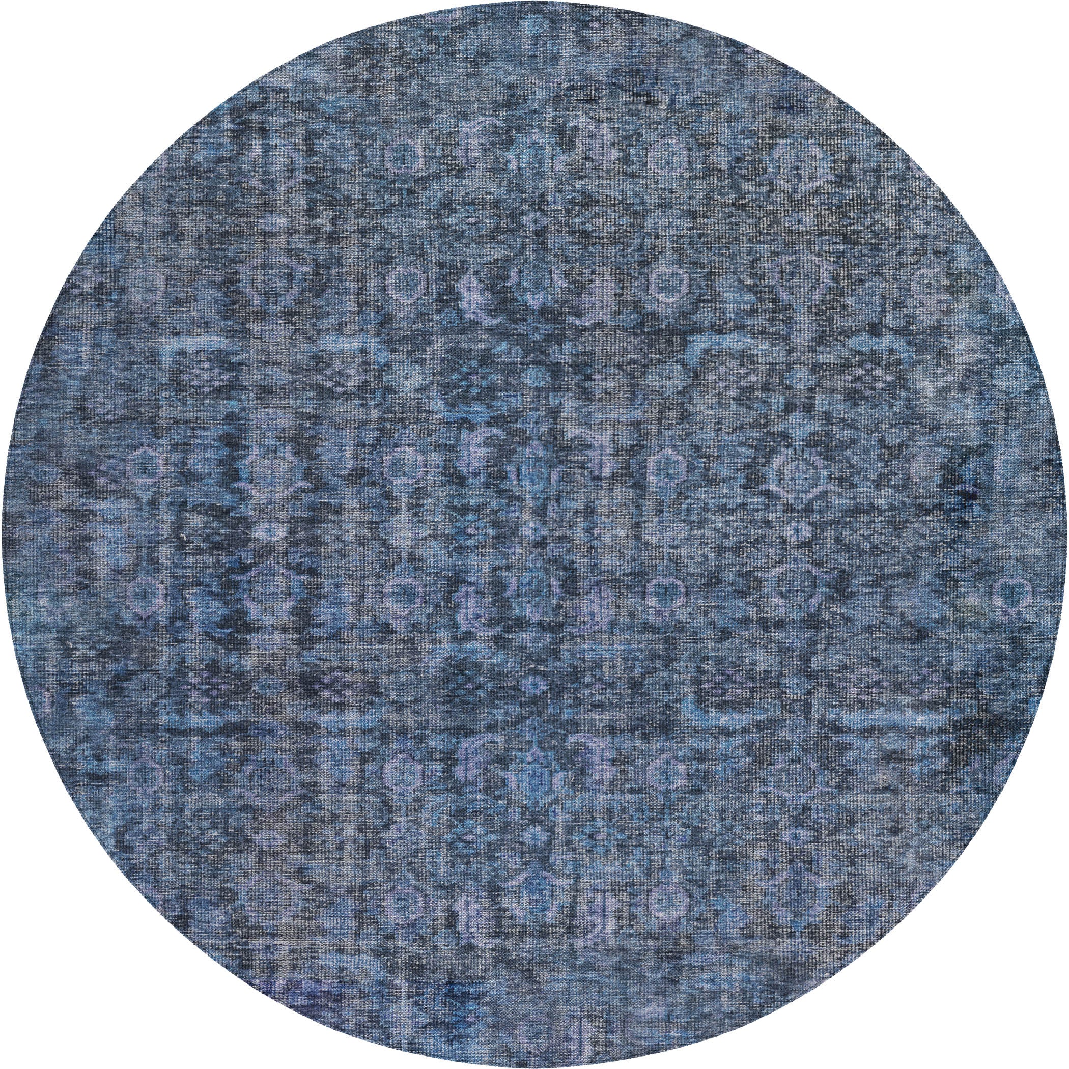 Indoor/Outdoor Traditional KJ3 Blue Rug 8' x 8' #shape_Round