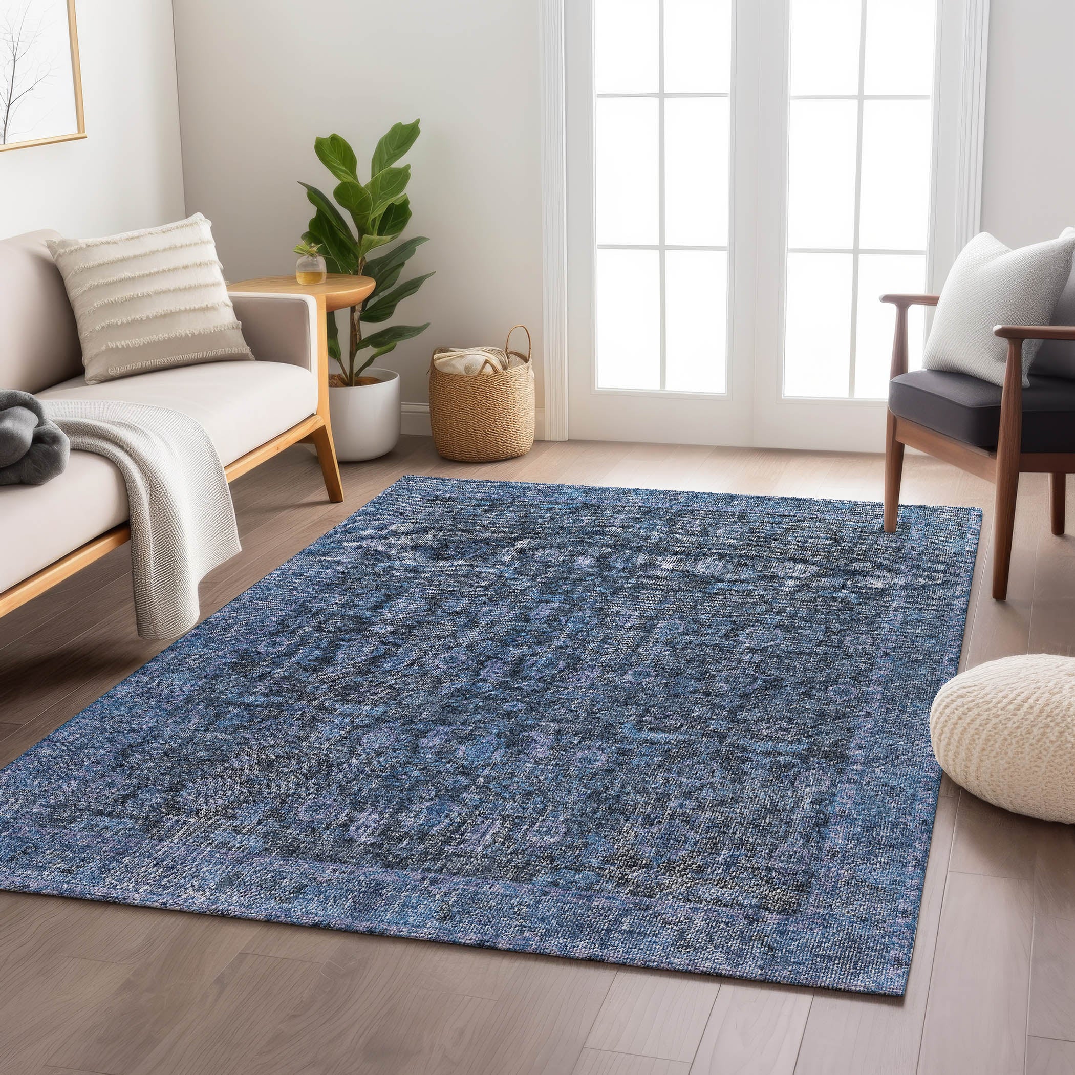 Indoor/Outdoor Traditional KJ3 Blue Rug 2'6" x 3'10" #shape_Rectangle
