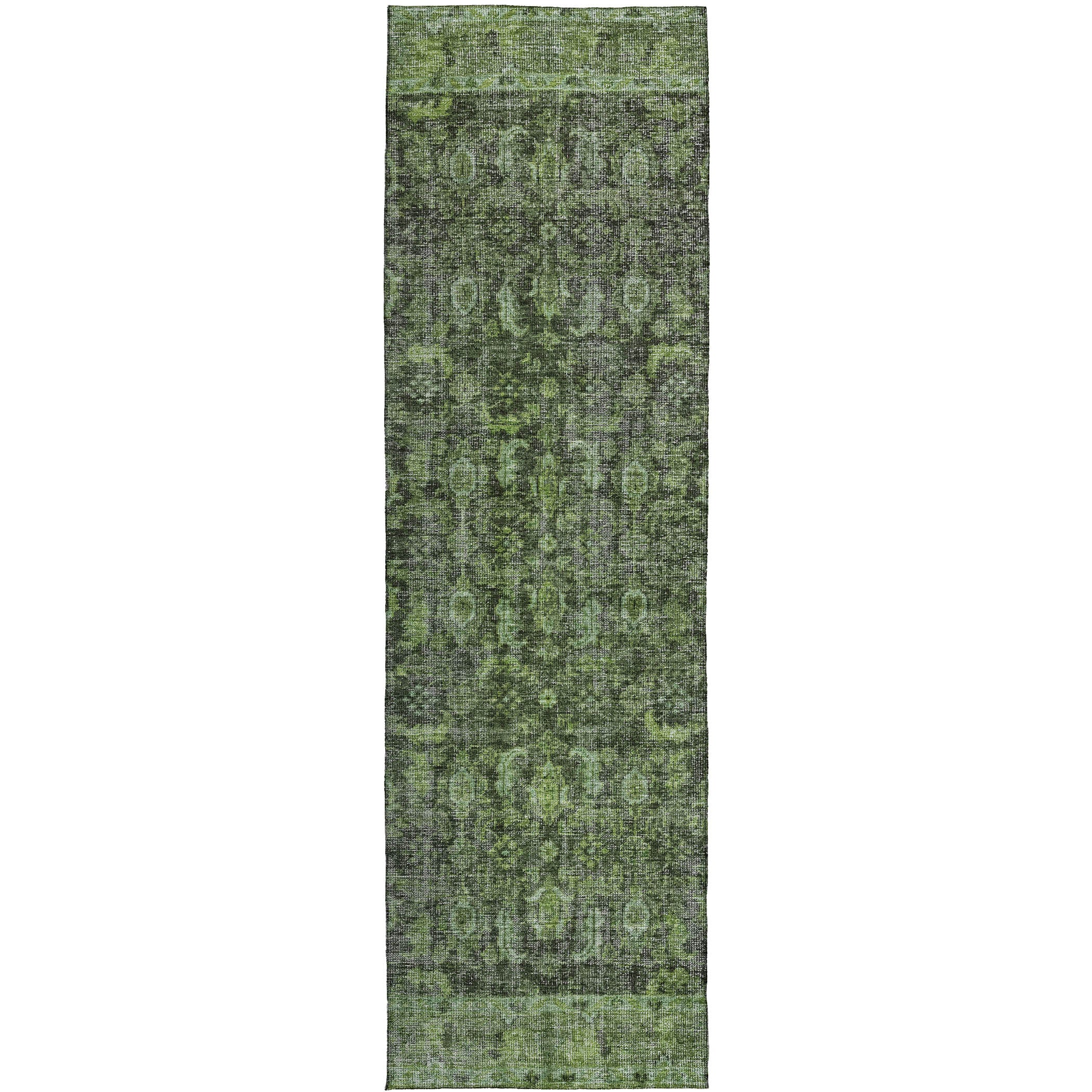 Indoor/Outdoor Traditional KJ3 Cactus Green Rug 2'3" x 7'6" #shape_Runner