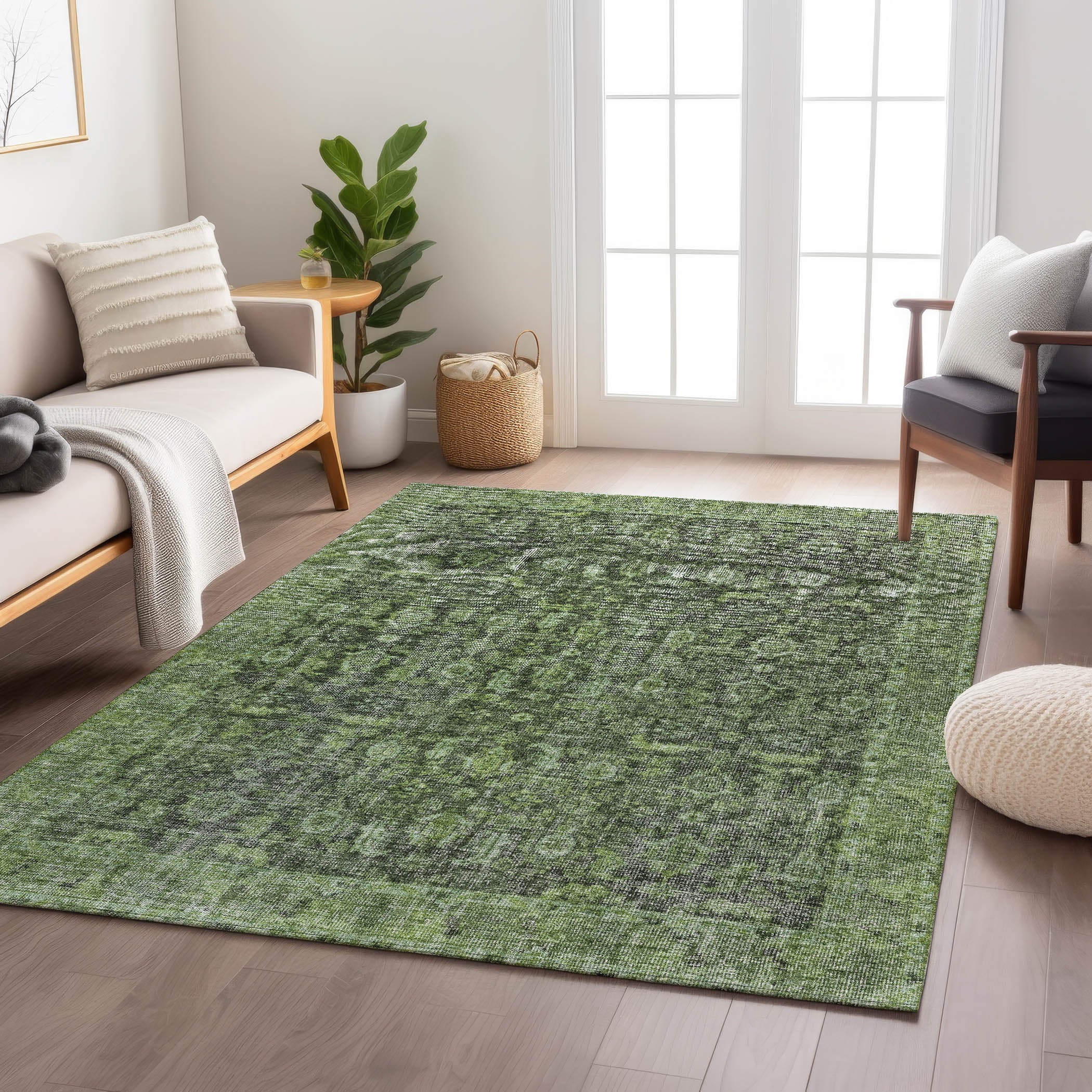 Indoor/Outdoor Traditional KJ3 Cactus Green Rug 2'6" x 3'10" #shape_Rectangle
