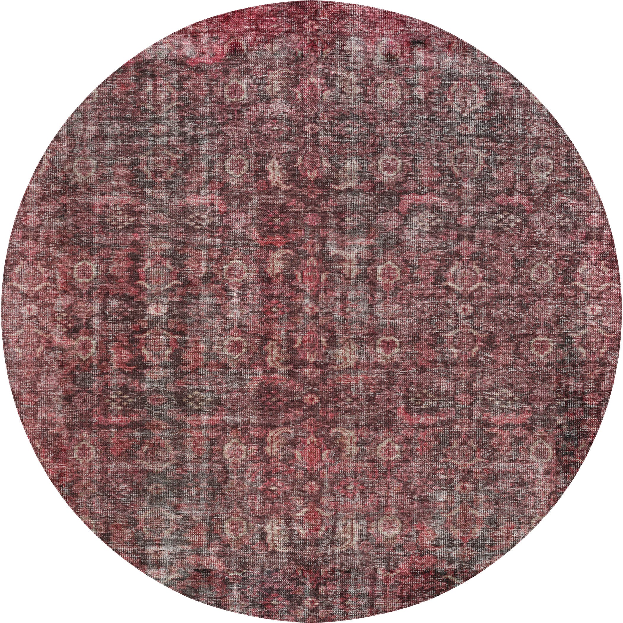 Indoor/Outdoor Traditional KJ3 Pink Rug 8' x 8' #shape_Round