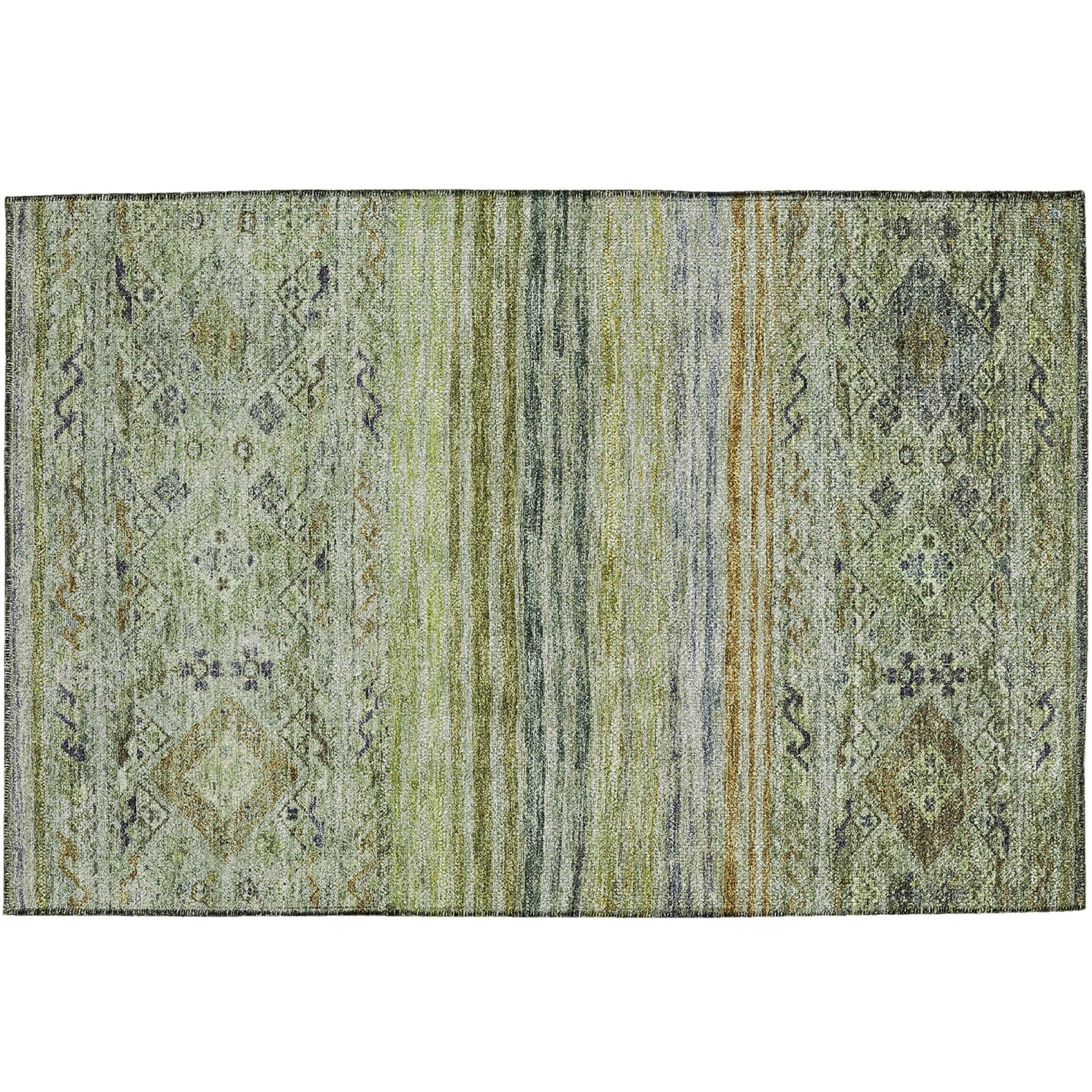 Indoor/Outdoor Traditional KJ4 Aloe Green Rug 1'8" x 2'6" #shape_Rectangle
