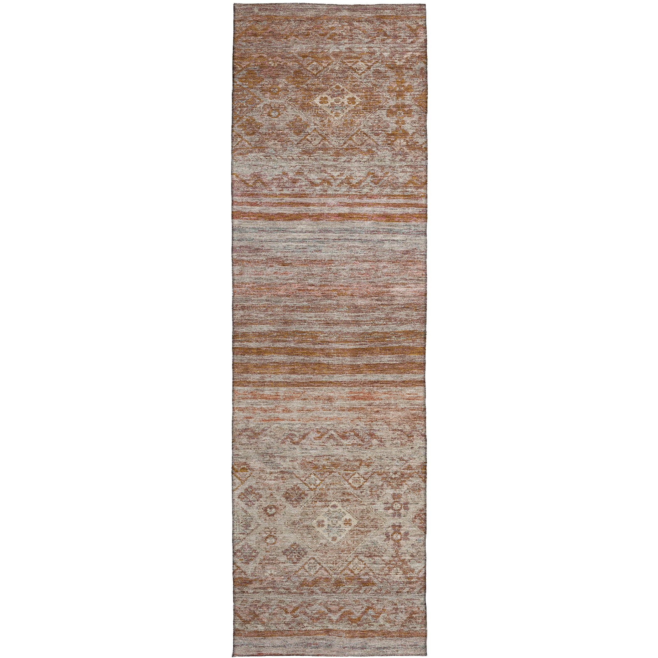 Indoor/Outdoor Traditional KJ4 Copper Orange Rug 2'3" x 7'6" #shape_Runner