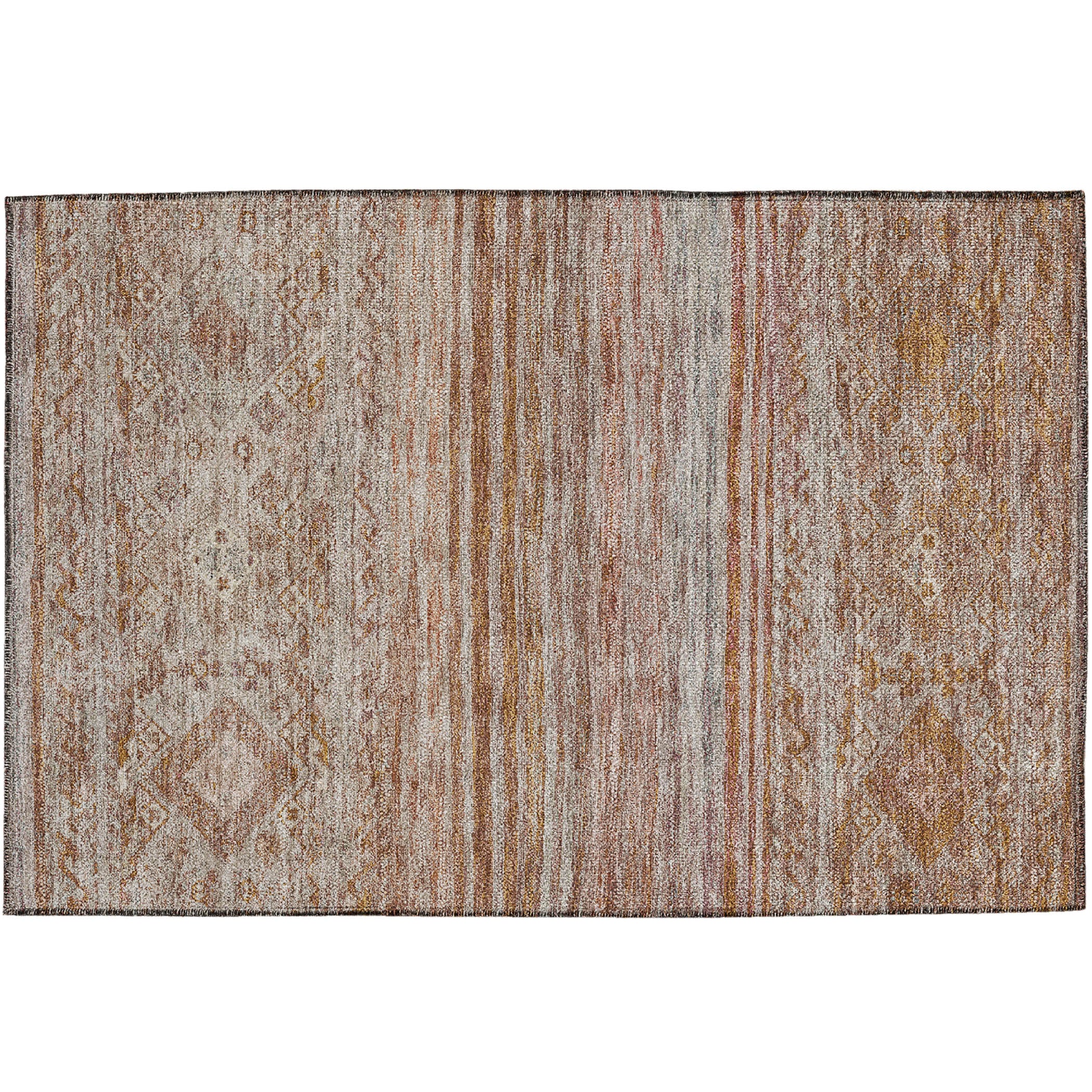Indoor/Outdoor Traditional KJ4 Copper Orange Rug 1'8" x 2'6" #shape_Rectangle