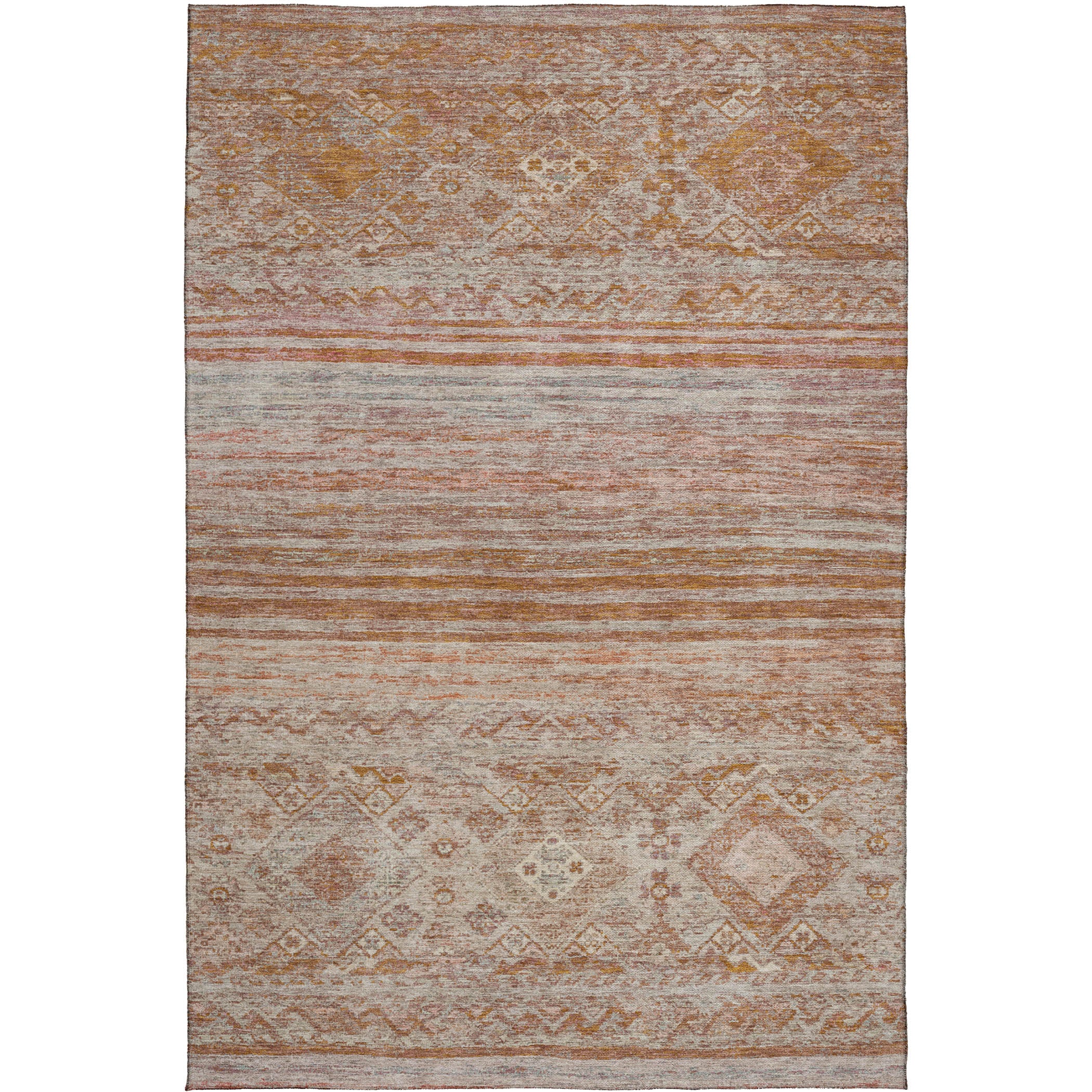 Indoor/Outdoor Traditional KJ4 Copper Orange Rug 2'6" x 3'10" #shape_Rectangle