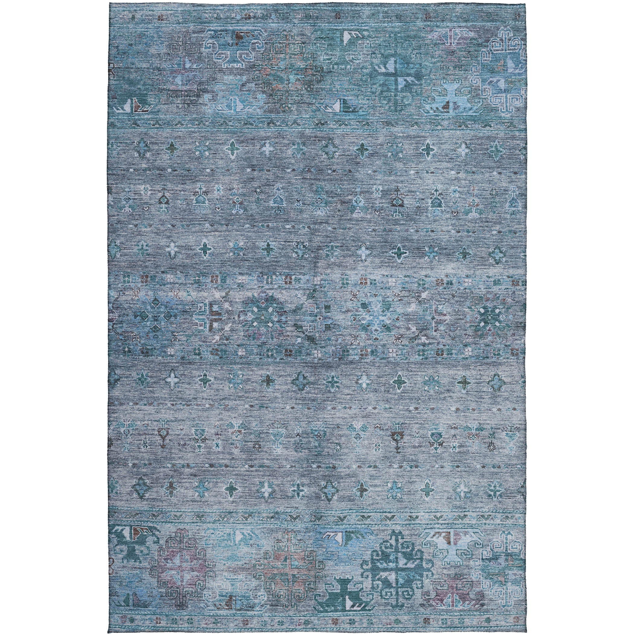 Indoor/Outdoor Traditional KJ5 Blue Rug 2'6" x 3'10" #shape_Rectangle