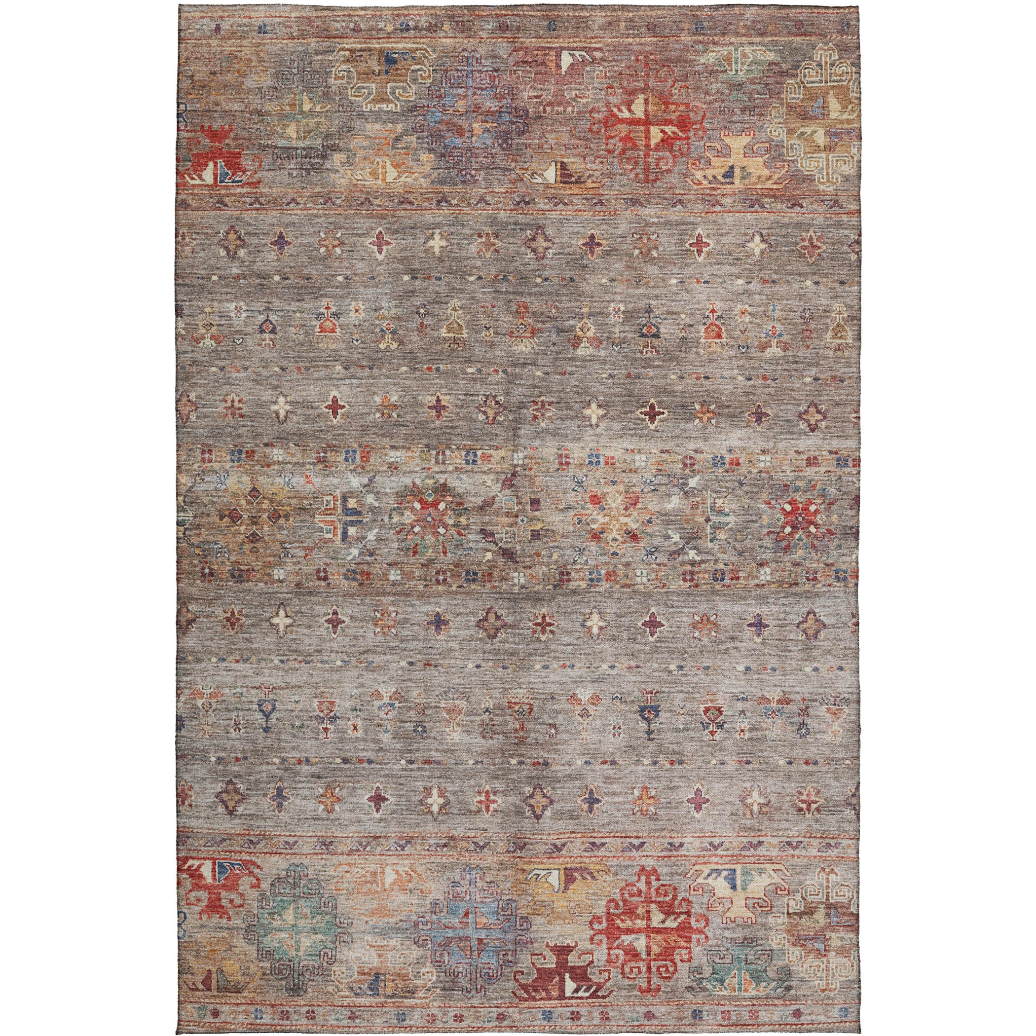 Indoor/Outdoor Traditional KJ5 Gray Rug 2'6" x 3'10" #shape_Rectangle