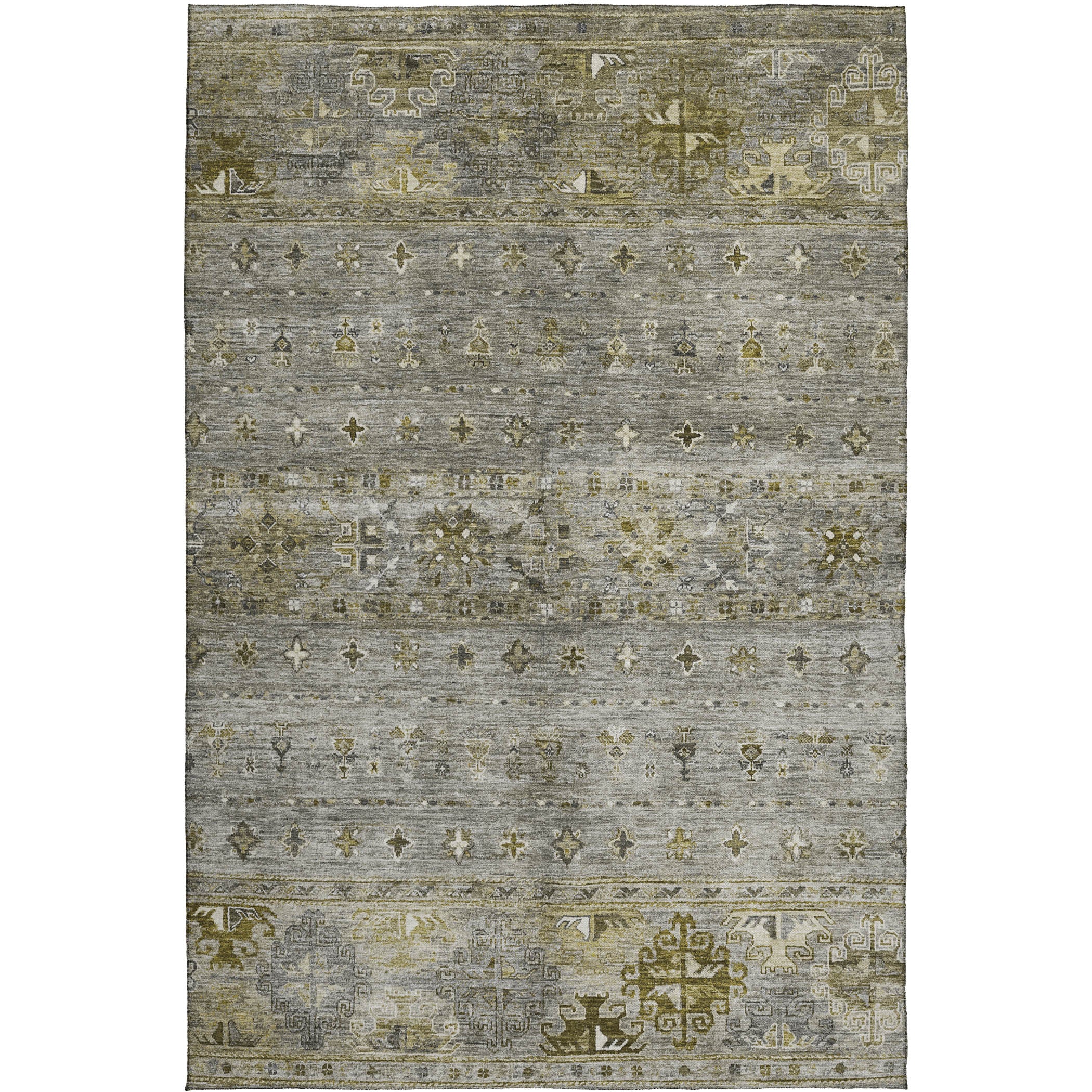Indoor/Outdoor Traditional KJ5 Pewter Gray Rug 2'6" x 3'10" #shape_Rectangle