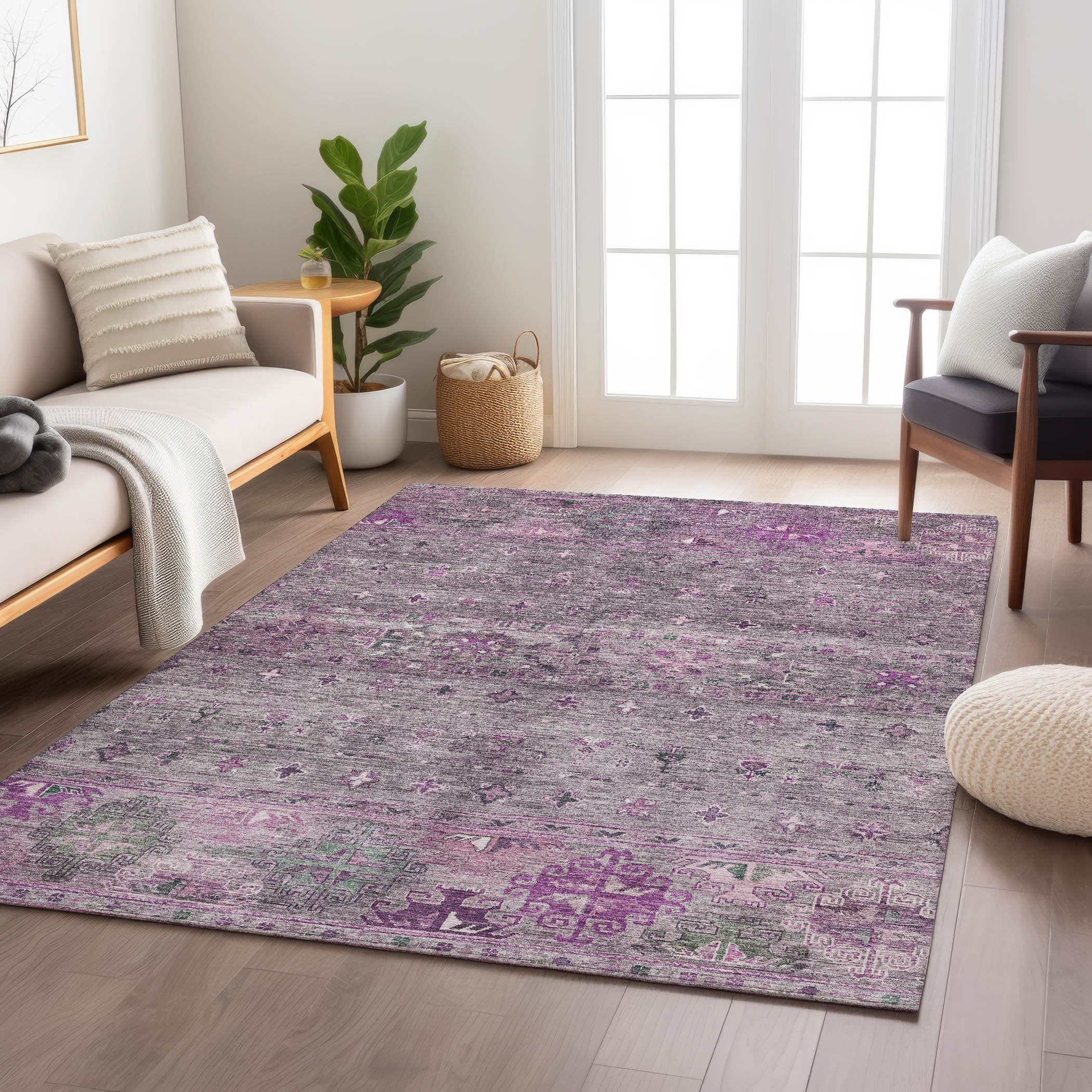 Indoor/Outdoor Traditional KJ5 Purple Rug 2'6" x 3'10" #shape_Rectangle