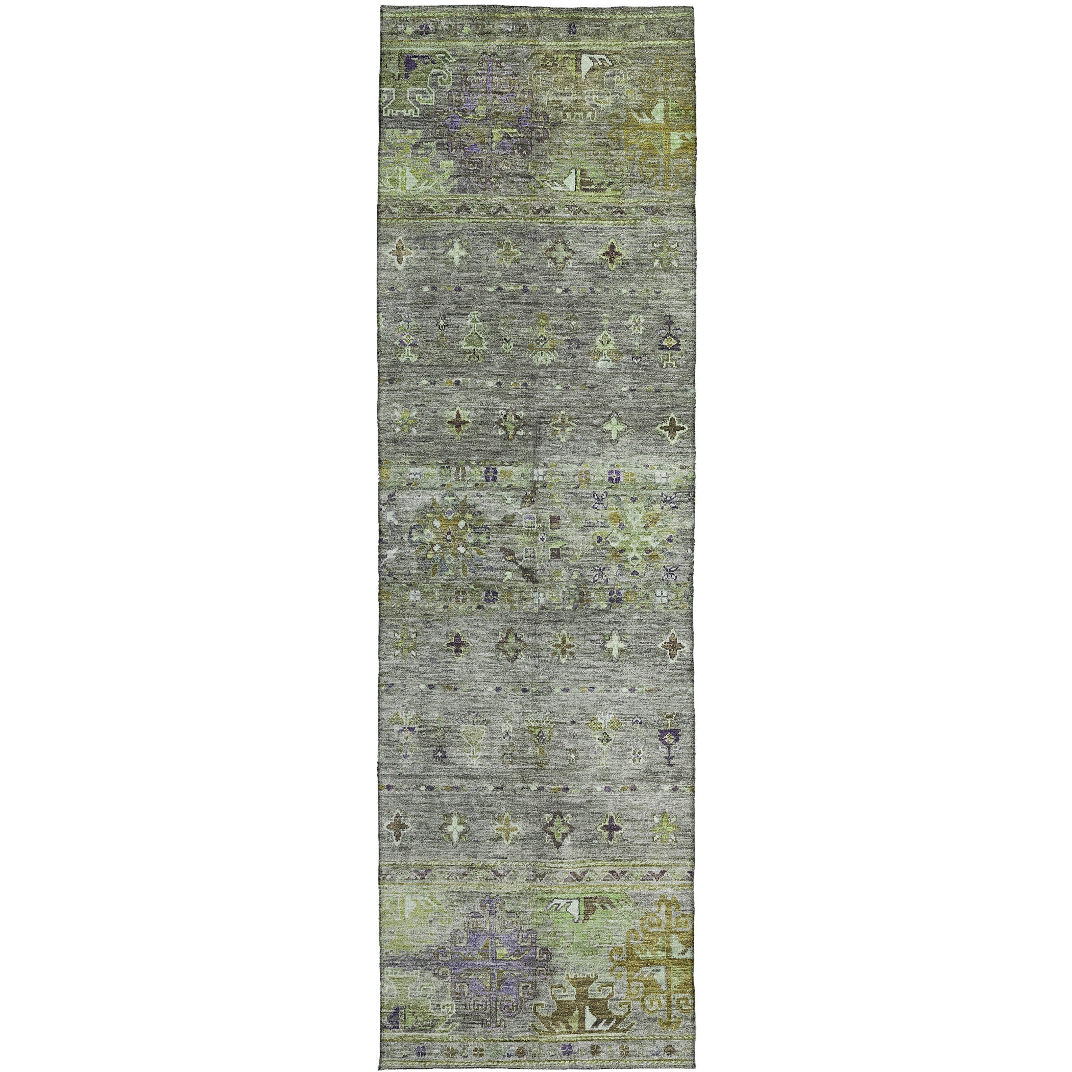 Indoor/Outdoor Traditional KJ5 Sage Green Rug 2'3" x 7'6" #shape_Runner