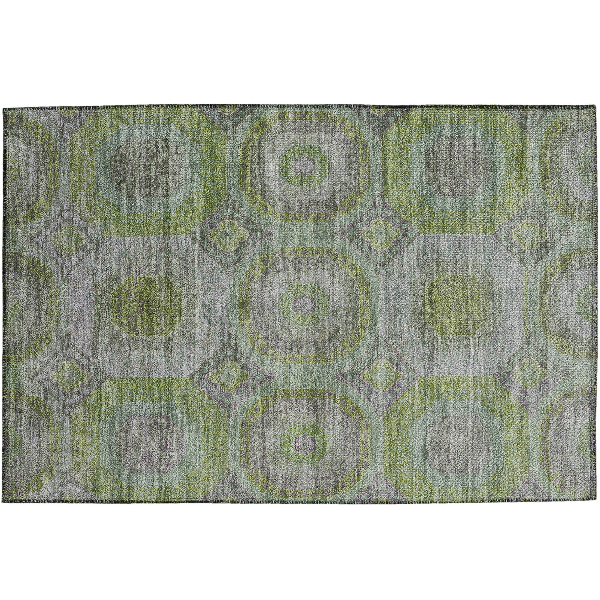Indoor/Outdoor Traditional KJ6 Olive Green Rug 1'8" x 2'6" #shape_Rectangle