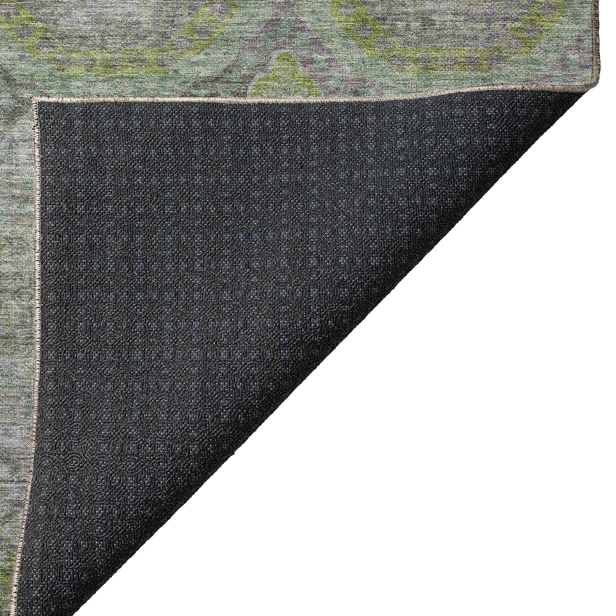Indoor/Outdoor Traditional KJ6 Olive Green Rug 1'8" x 2'6" #shape_Rectangle