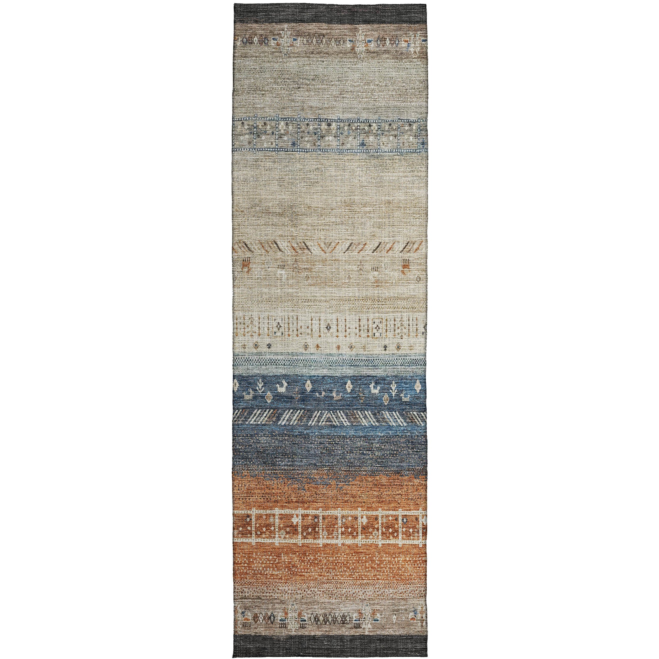 Indoor/Outdoor Traditional KJ7 Brown Rug 2'3" x 7'6" #shape_Runner