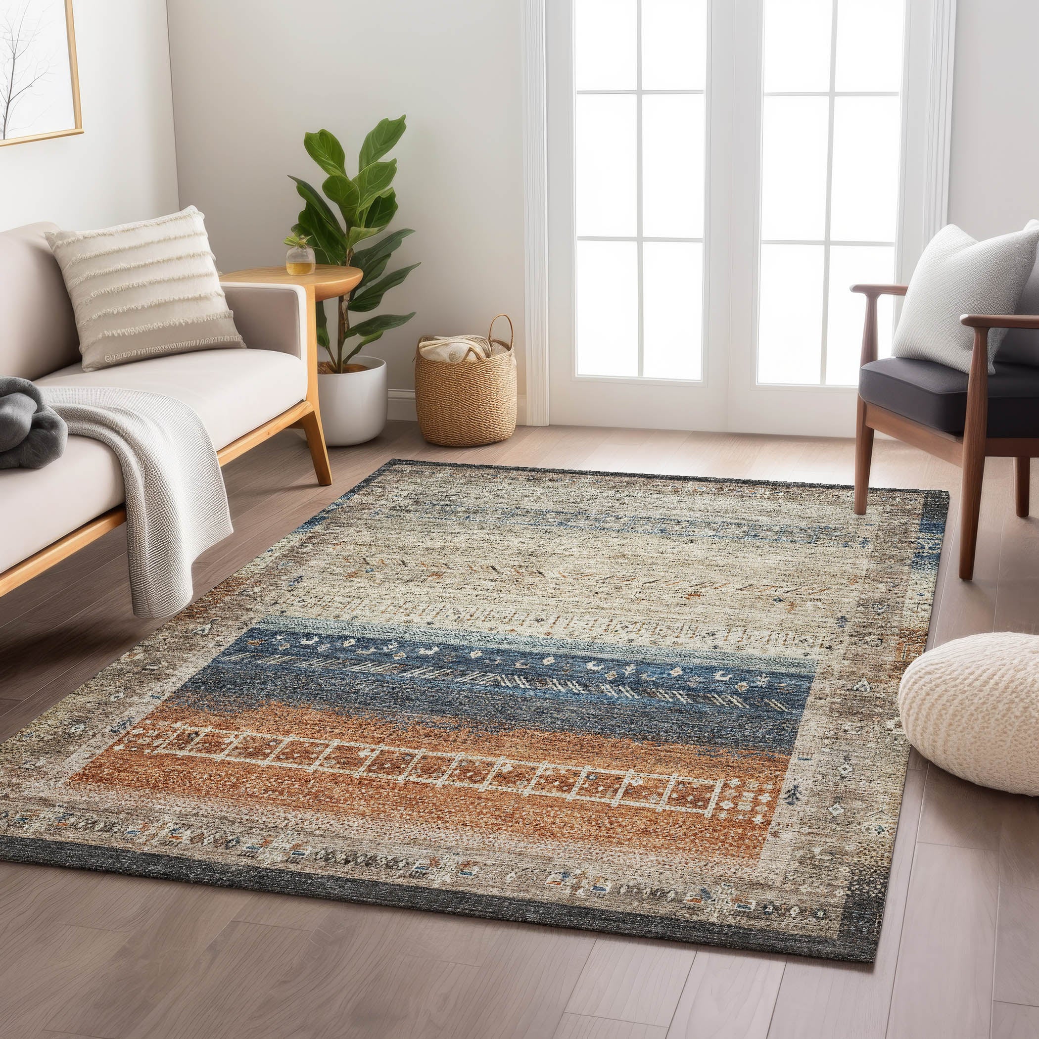Indoor/Outdoor Traditional KJ7 Brown Rug 2'6" x 3'10" #shape_Rectangle