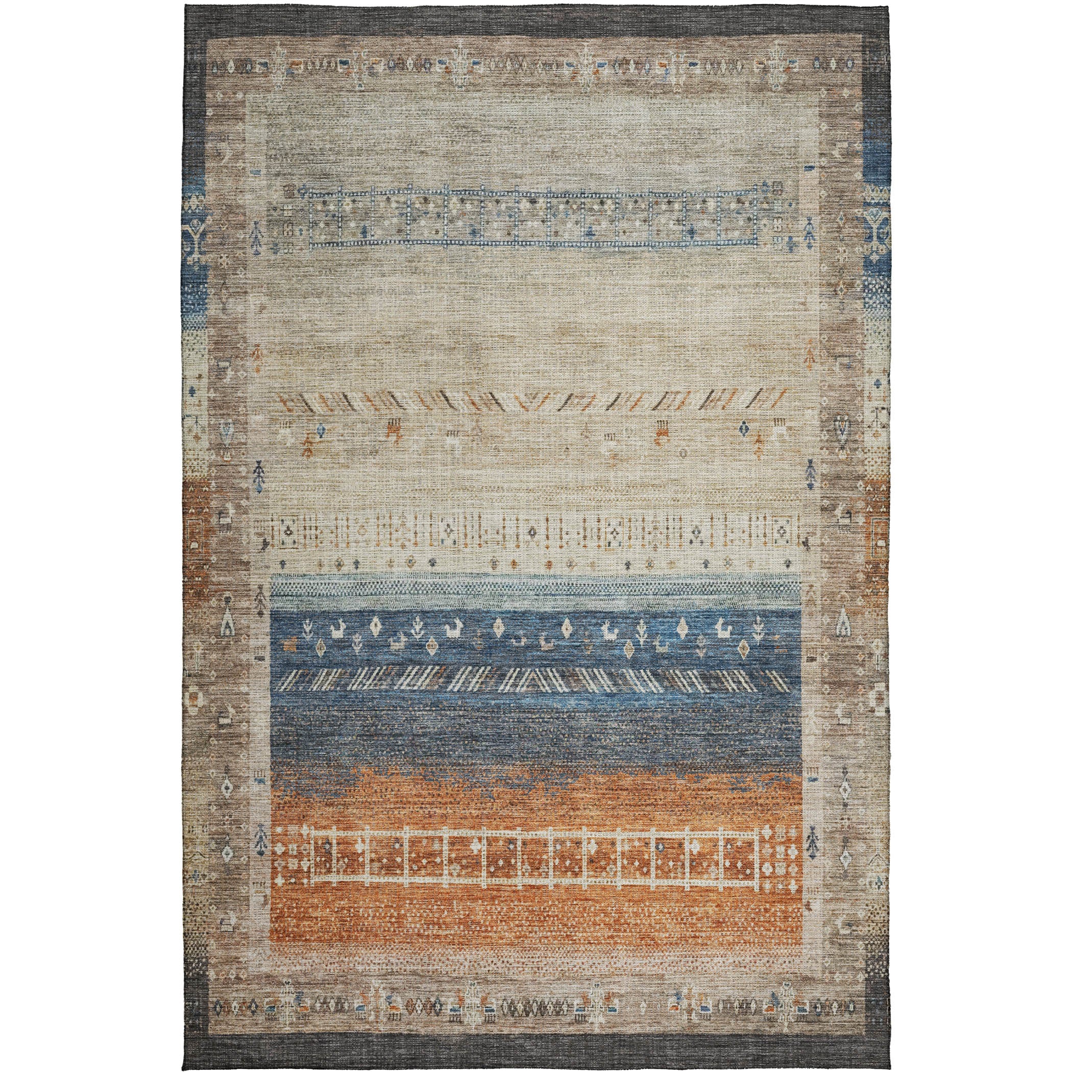 Indoor/Outdoor Traditional KJ7 Brown Rug 2'6" x 3'10" #shape_Rectangle