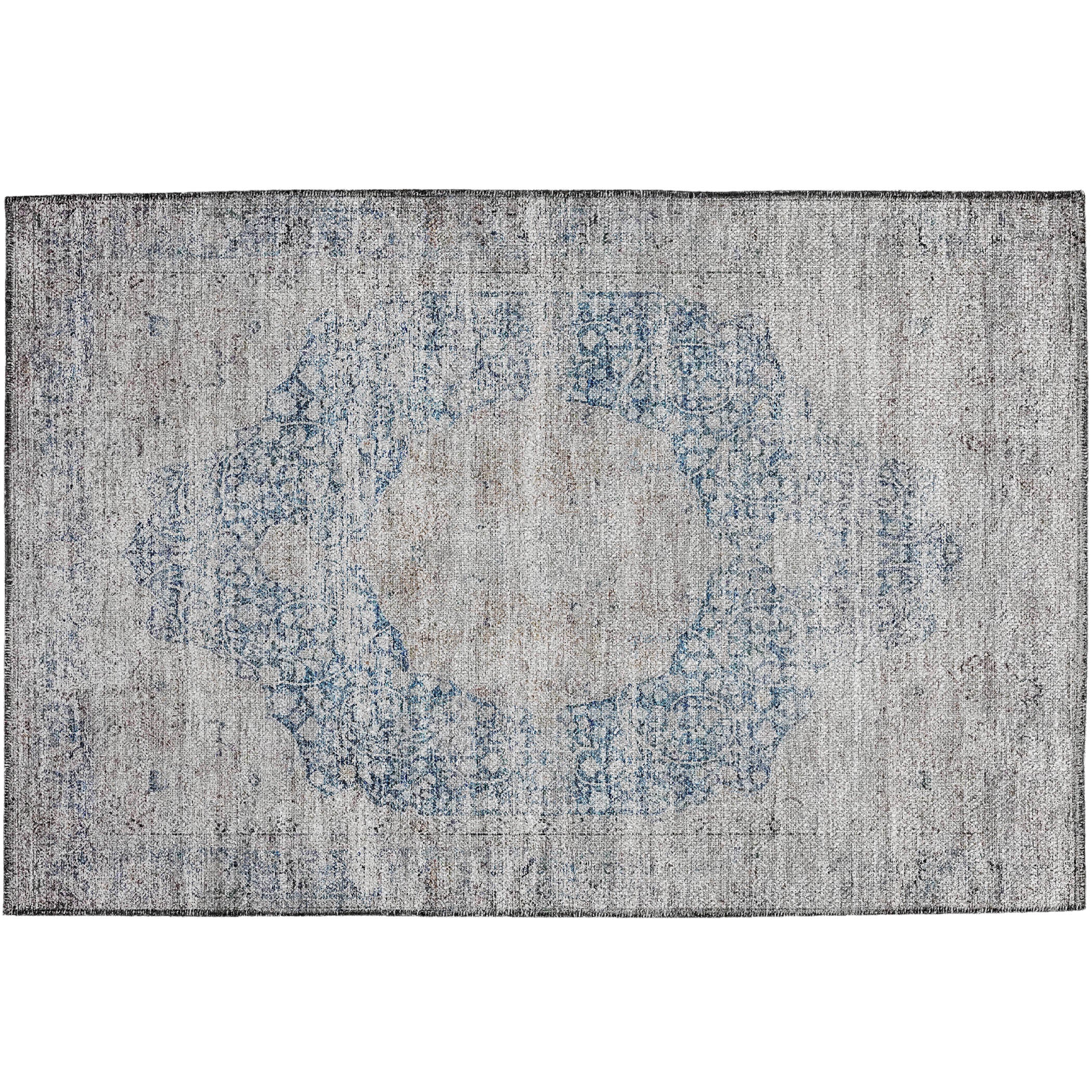 Indoor/Outdoor Traditional KJ8 Blue Rug 1'8" x 2'6" #shape_Rectangle