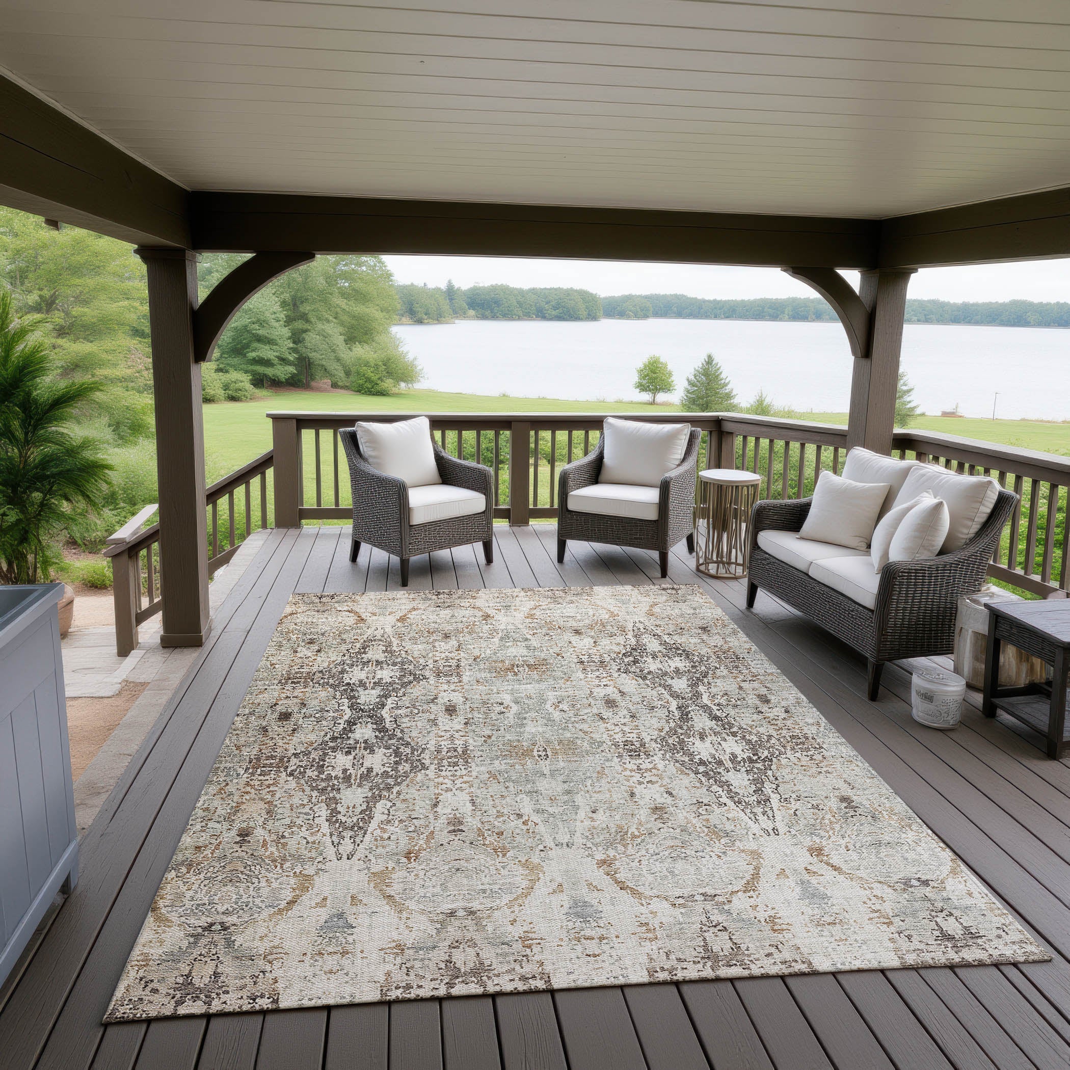 Indoor/Outdoor Traditional KJ9 Linen Ivory Rug 2'6" x 3'10" #shape_Rectangle