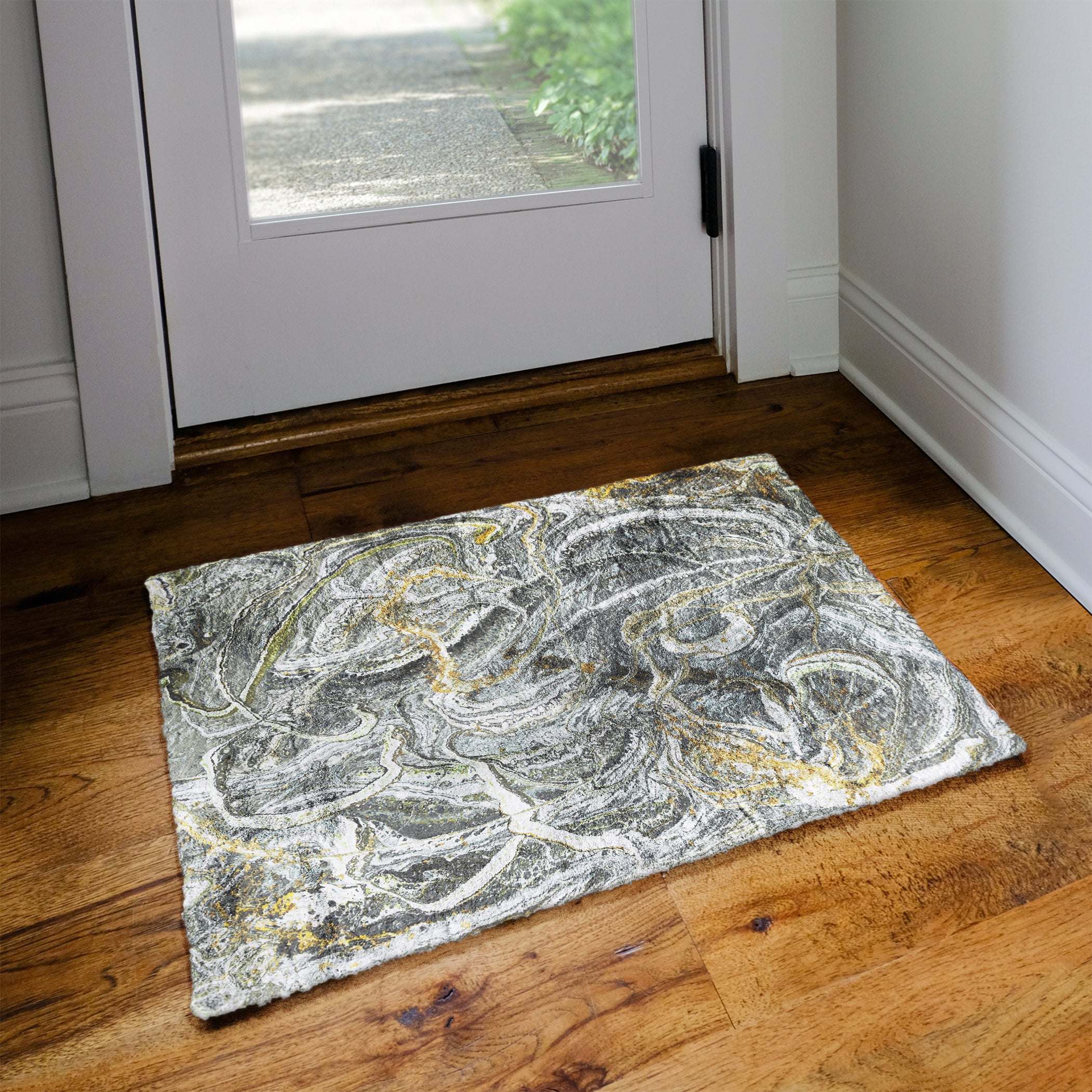 Luxury Machine Washable Contemporary KK12 Storm Ivory Rug 1'8" x 2'6" #shape_Rectangle