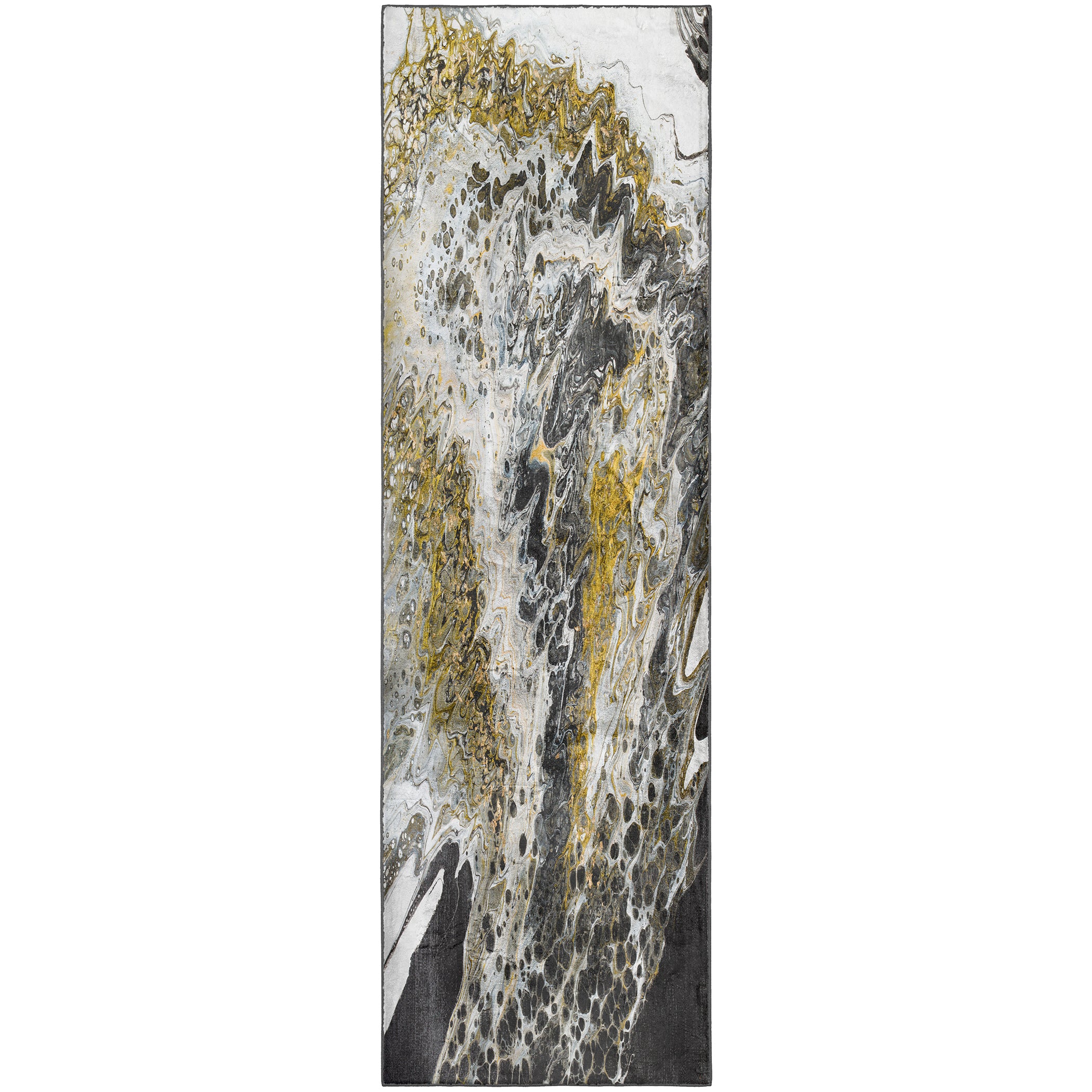 Luxury Machine Washable Contemporary KK13 Graphite Black Rug 2'3" x 7'6" #shape_Runner