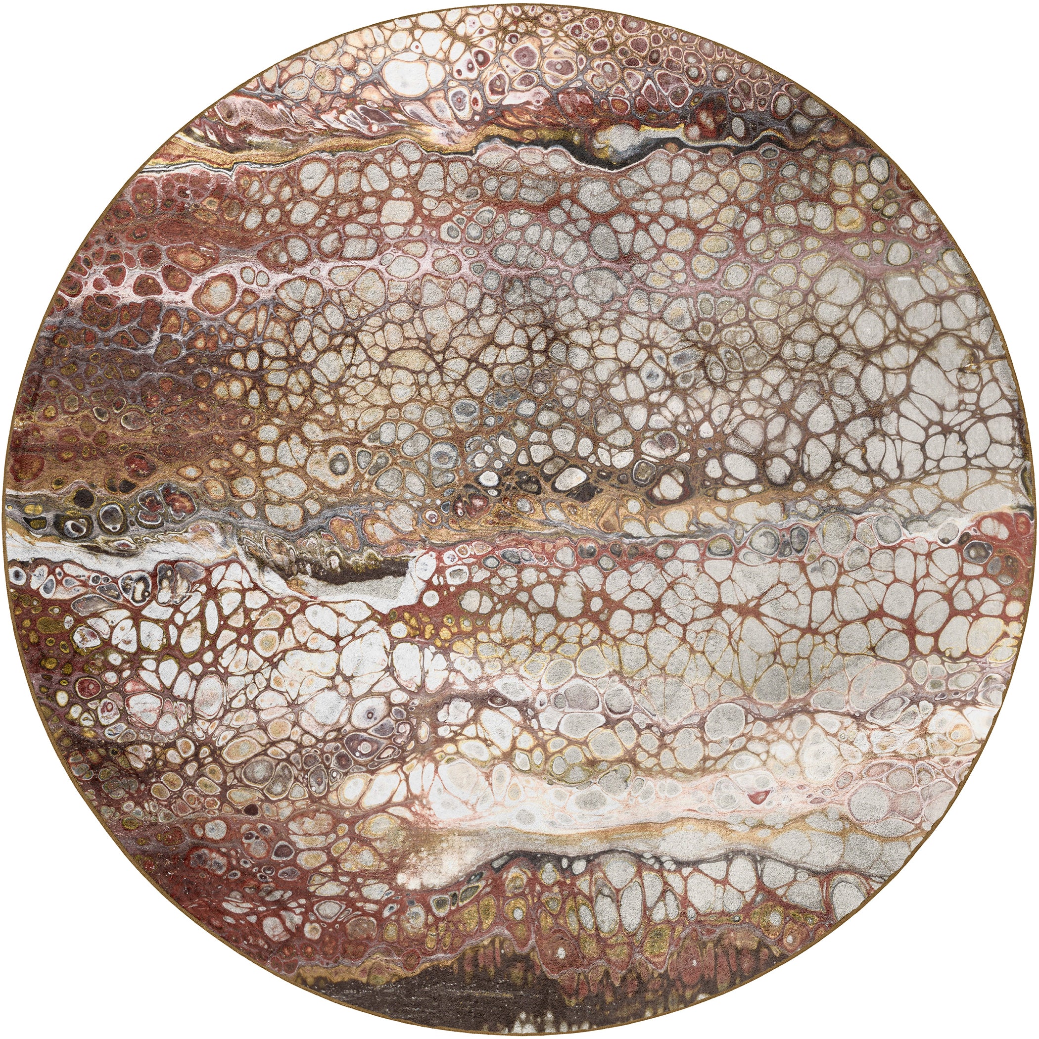 Luxury Machine Washable Contemporary KK15 Canyon Brown Rug 8' x 8' #shape_Round