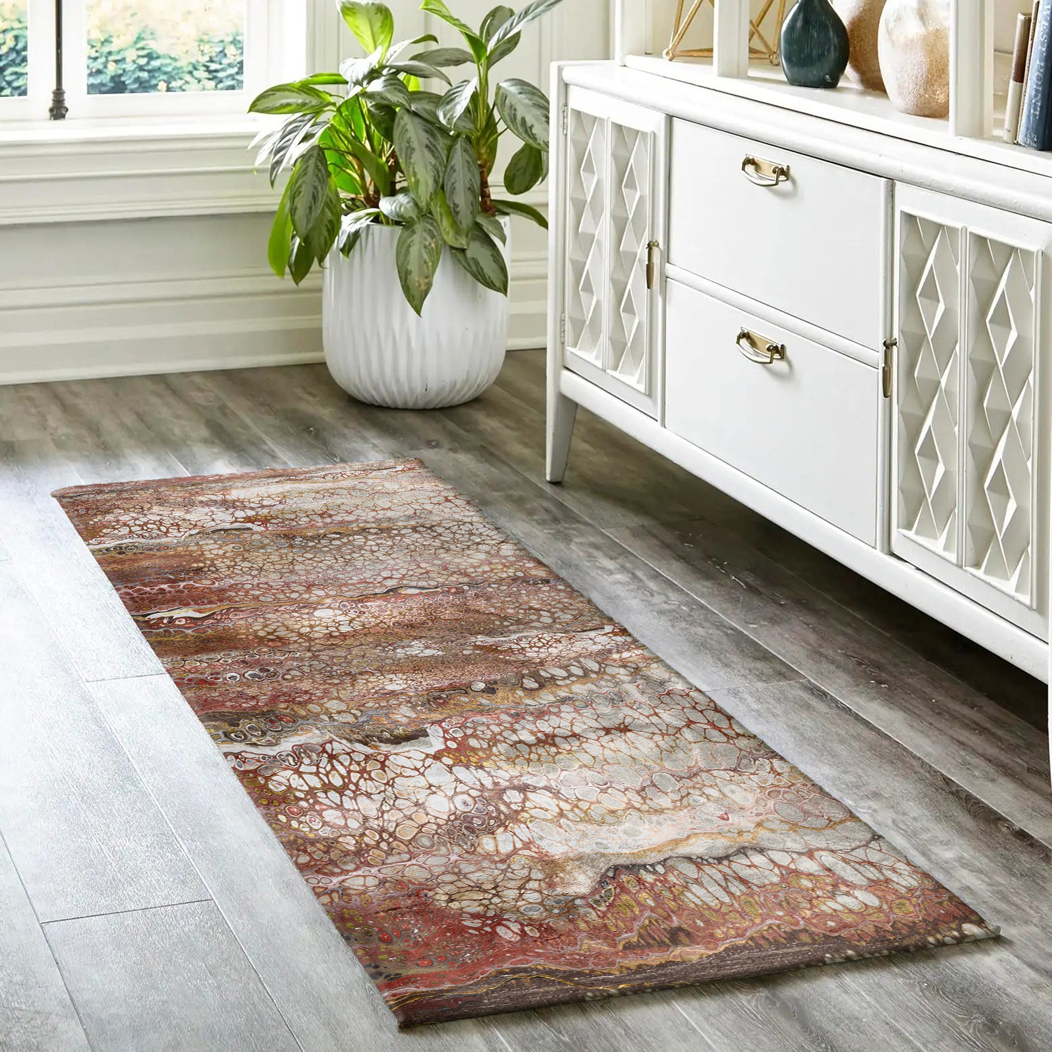 Luxury Machine Washable Contemporary KK15 Canyon Brown Rug 2'3" x 7'6" #shape_Runner