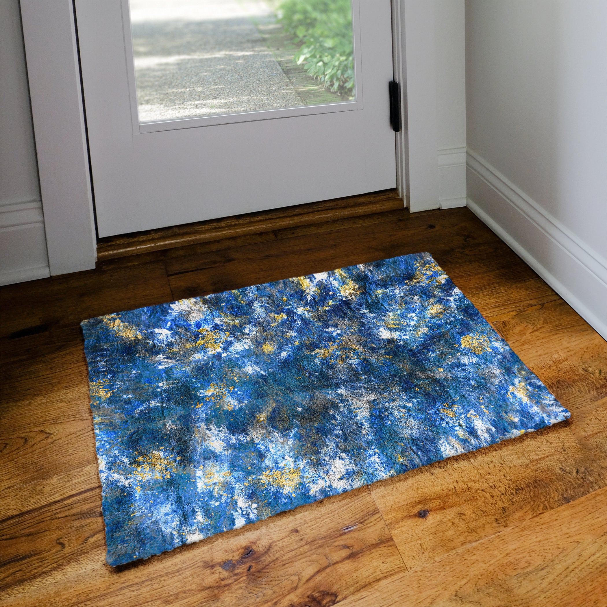 Luxury Machine Washable Contemporary KK17 Pacifica Blue Rug 1'8" x 2'6" #shape_Rectangle