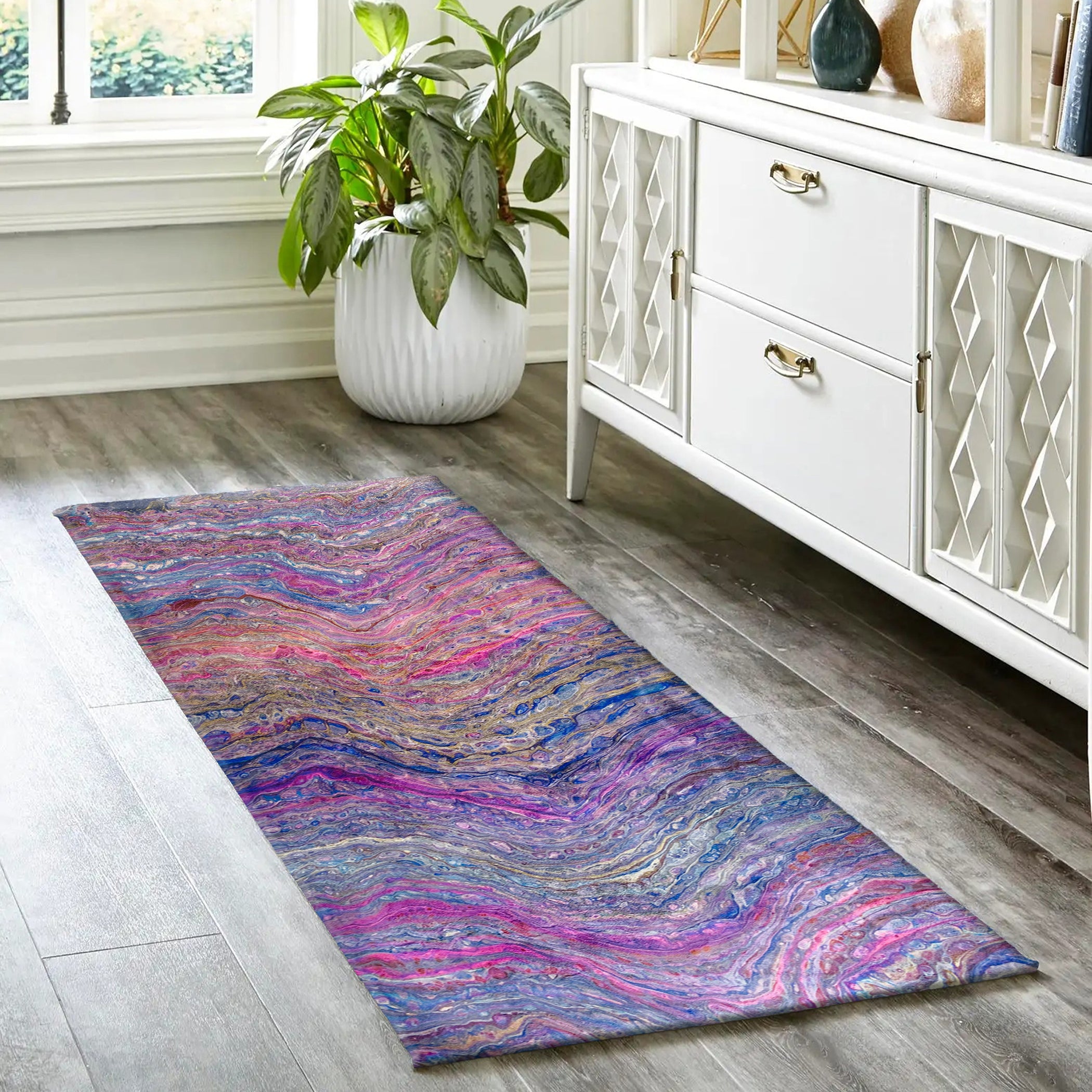 Luxury Machine Washable Contemporary KK3 Passion Multi Rug 2'3" x 7'6" #shape_Runner