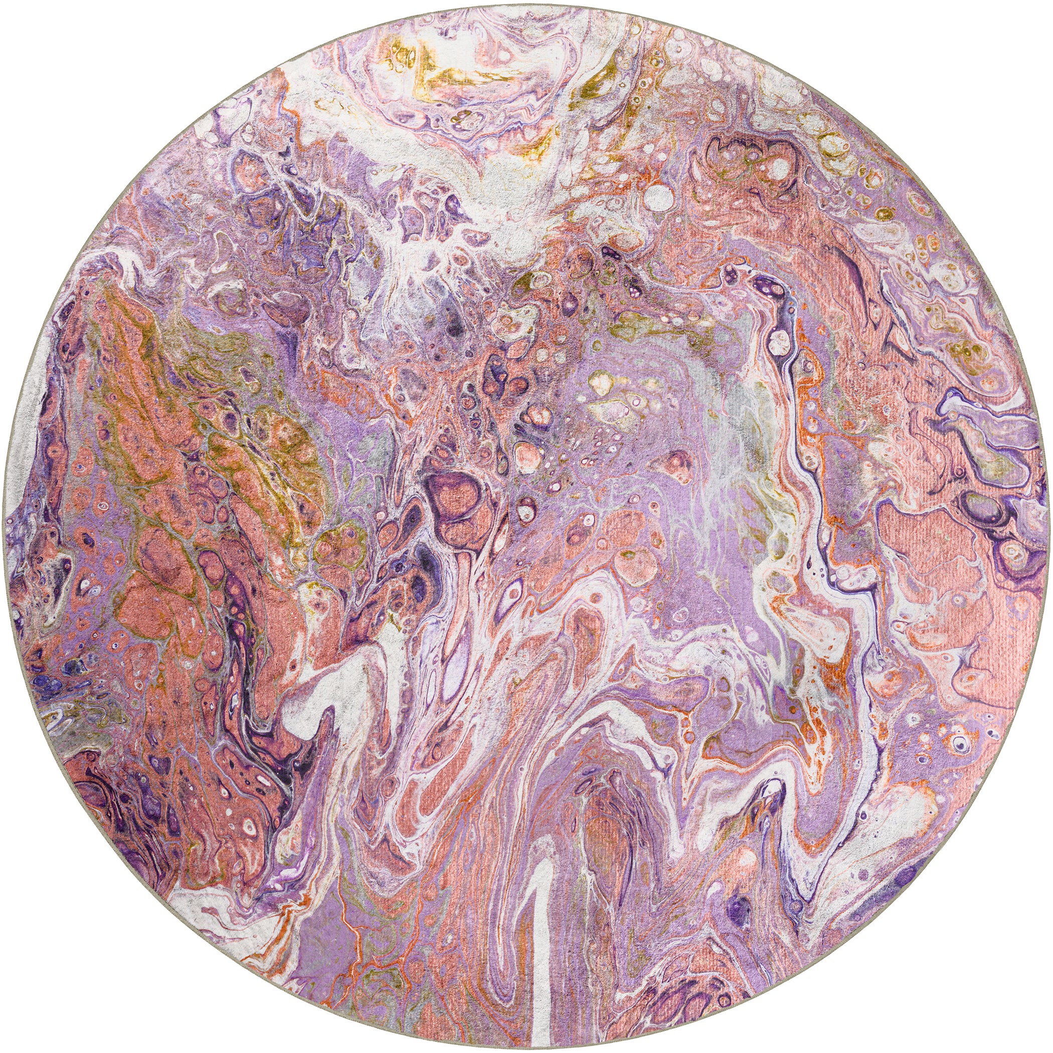 Luxury Machine Washable Contemporary KK6 Primrose Pink Rug 8' x 8' #shape_Round