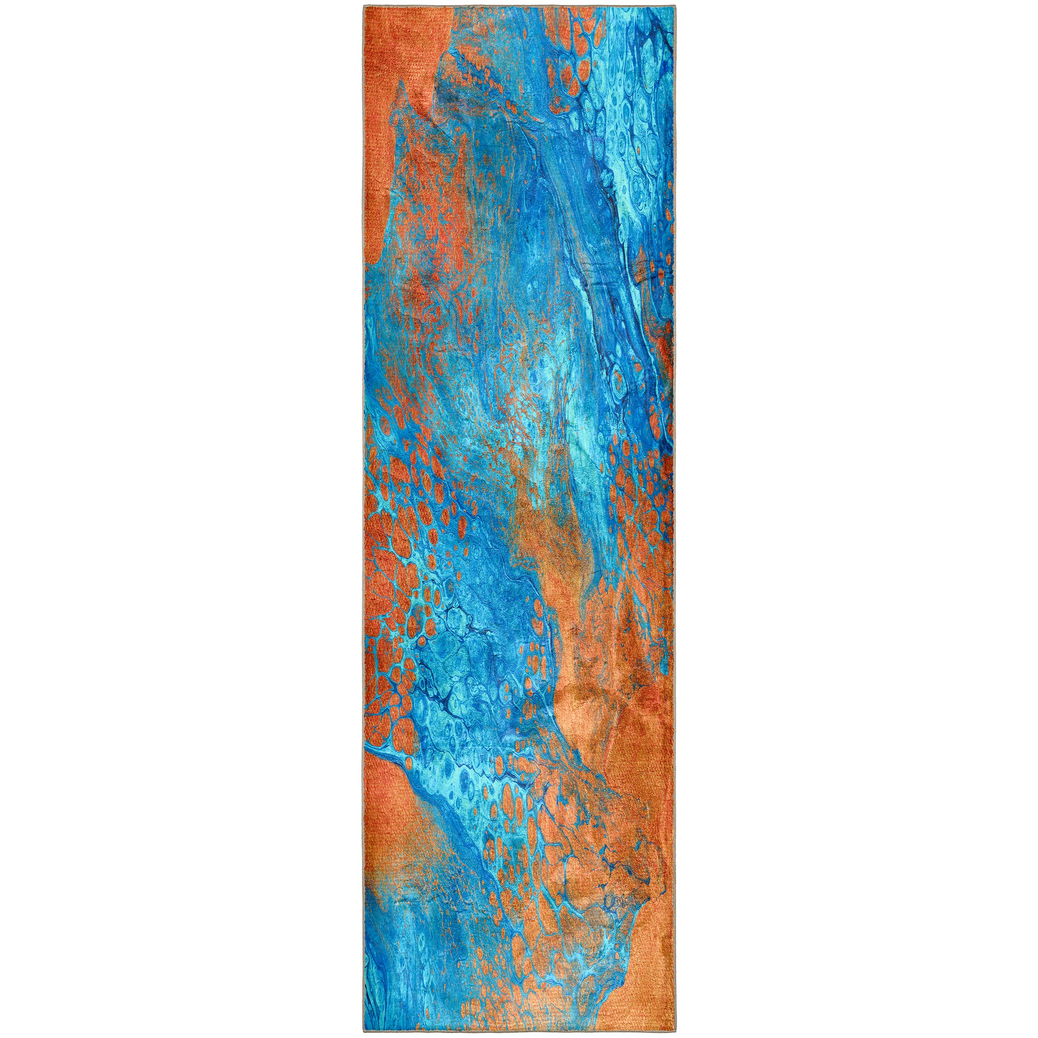 Luxury Machine Washable Contemporary KK8 Bermuda Blue Rug 2'3" x 7'6" #shape_Runner