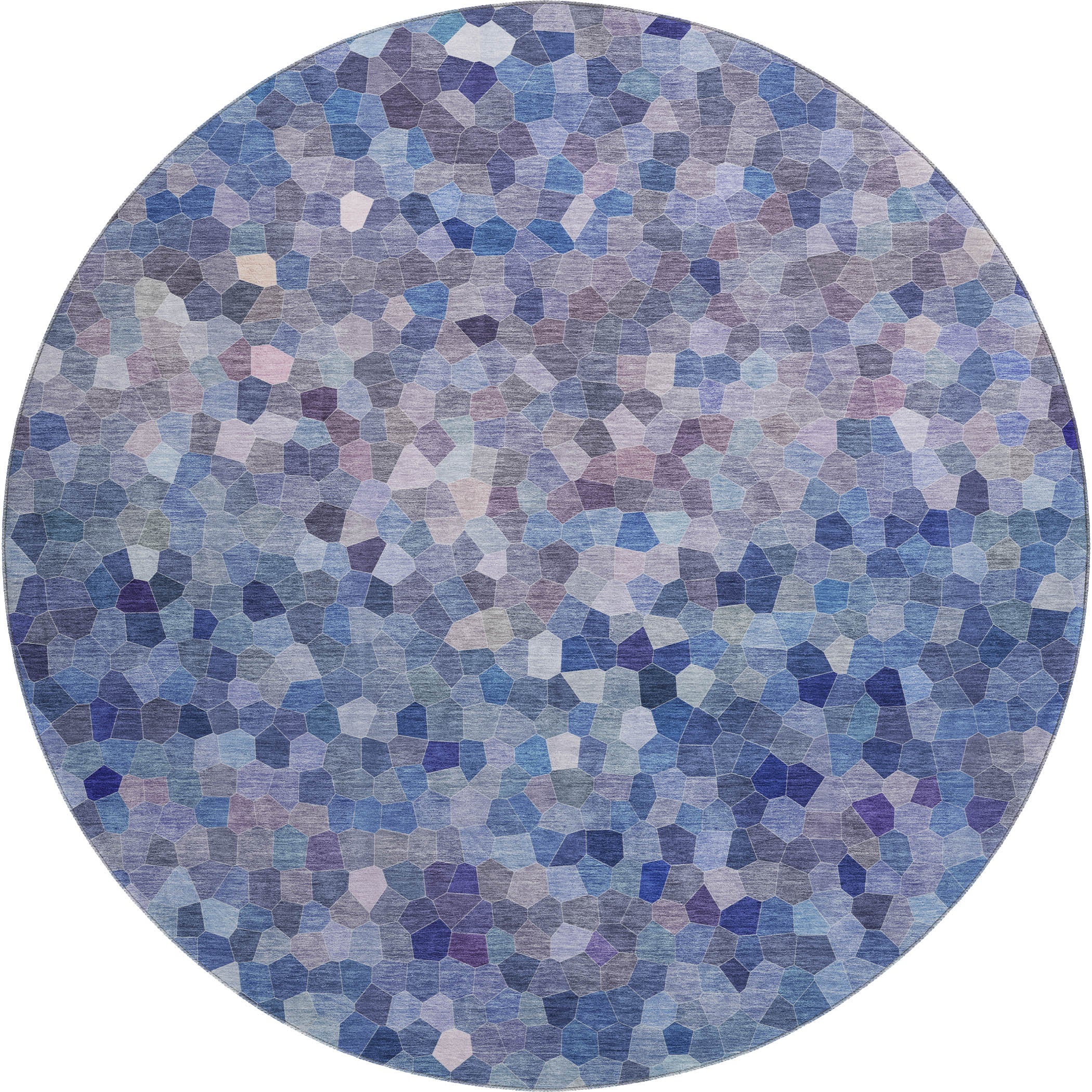Luxury Washable Indoor/Outdoor Transitional KL1 Baltic Blue Rug 8' x 8' #shape_Round